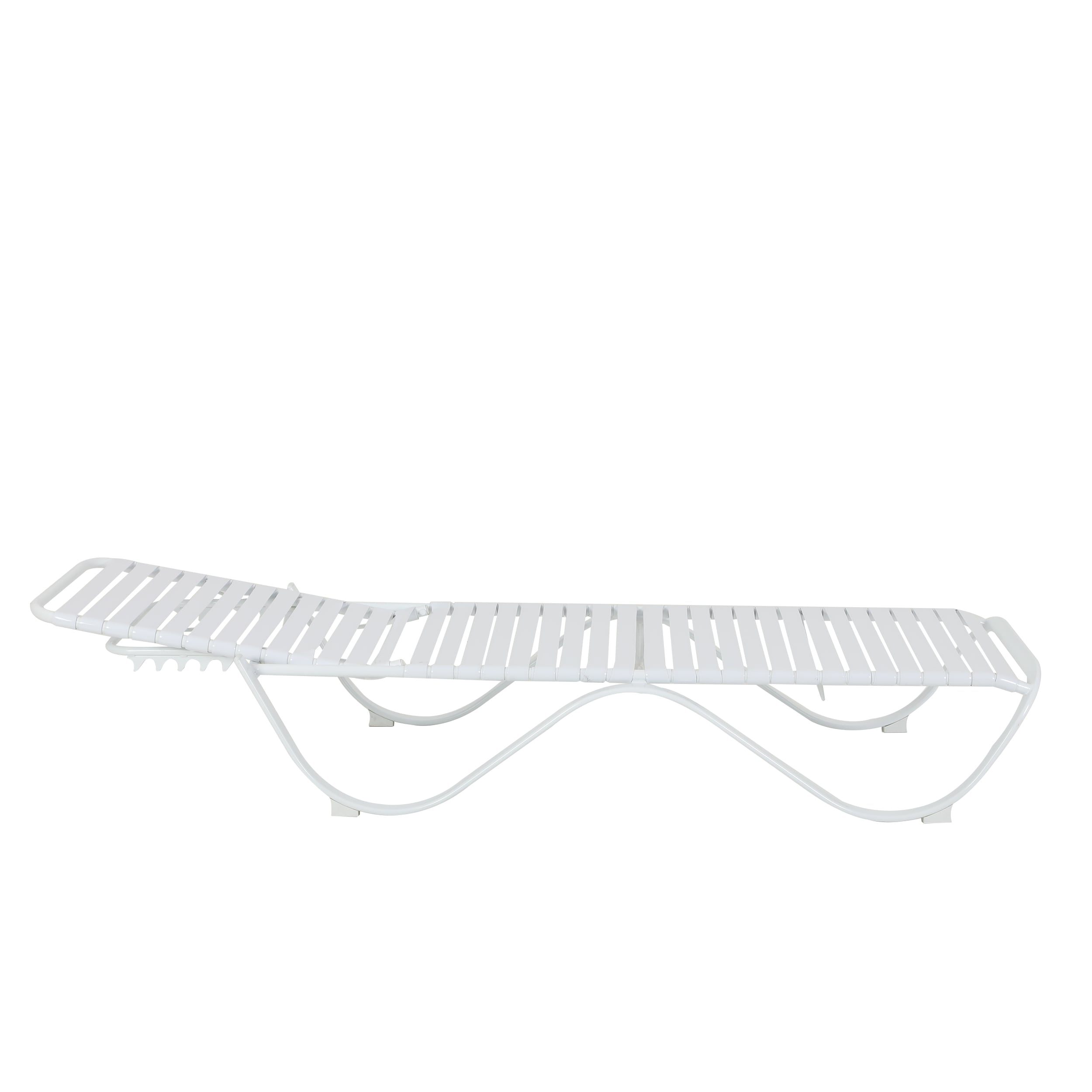 Style Selections HPGF86342-1 Stackable White Aluminum Frame Stationary Chaise Lounge Chair with White Strap Seat
