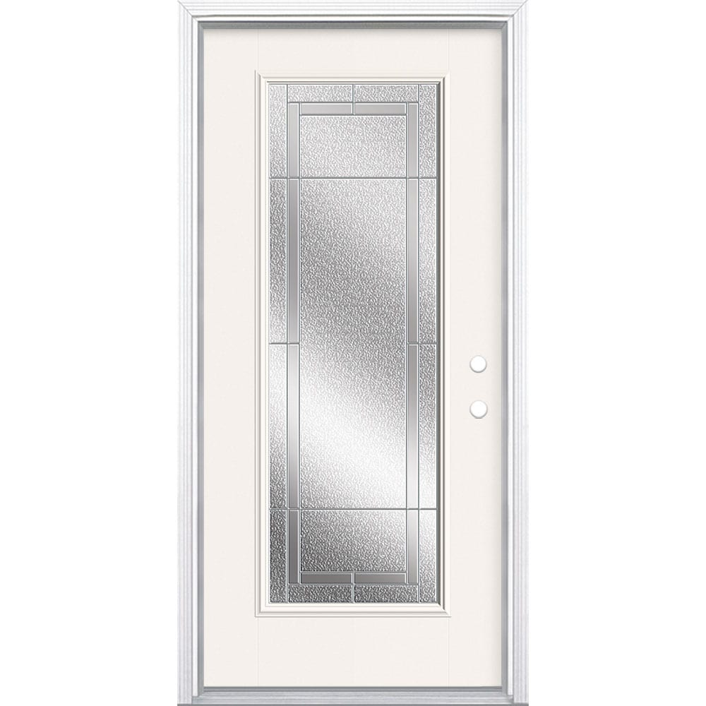 Masonite 3420137 Focus 36-in x 80-in x 4-9/16-in Fiberglass Full lite Left-hand inswing Eclipse Painted Prehung Front Door with Brickmould Insulating core