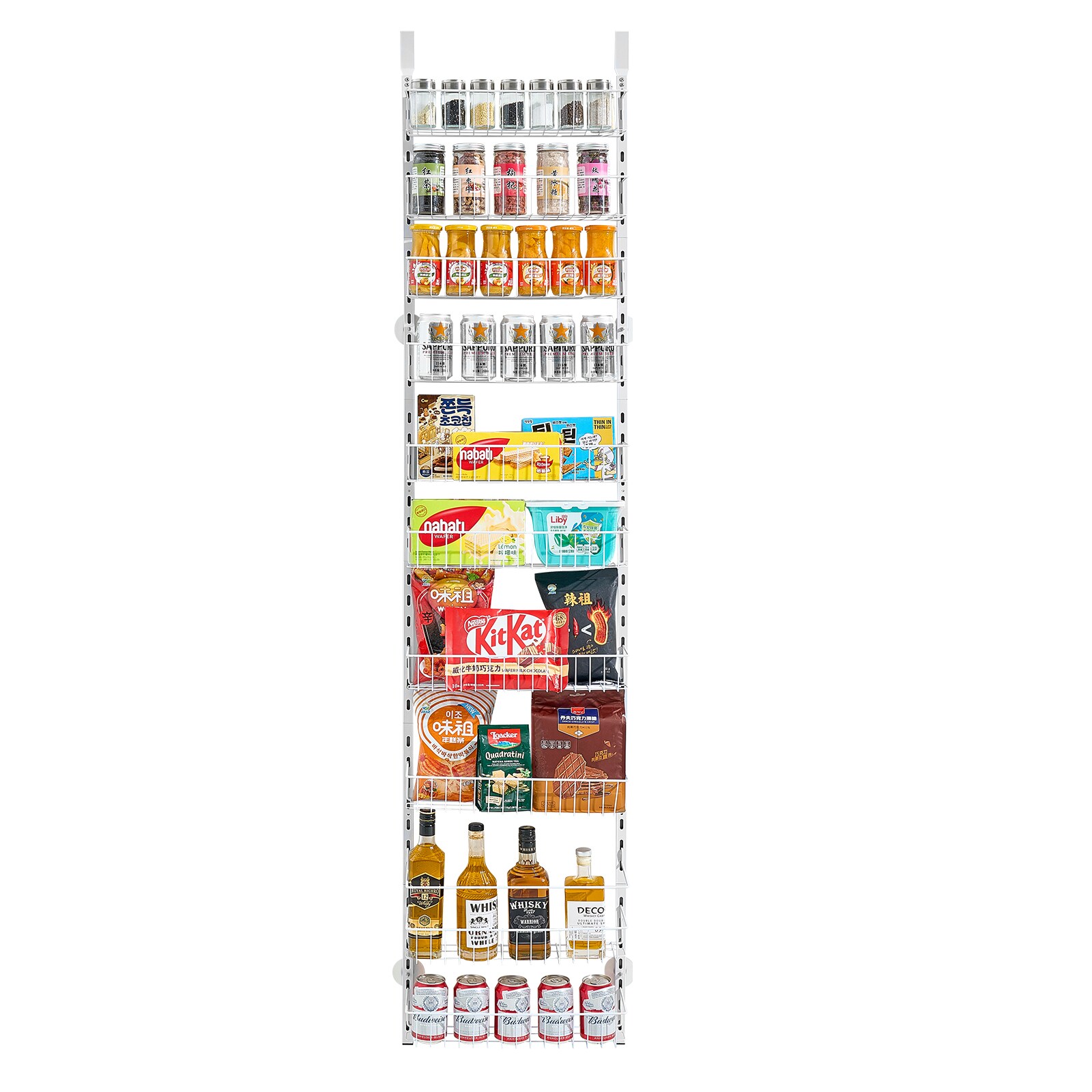 LUXEYARD Over the Door Pantry Organizer 10 Tier Pantry Organization and Storage Heavy Duty Steel Hanging Spice Rack