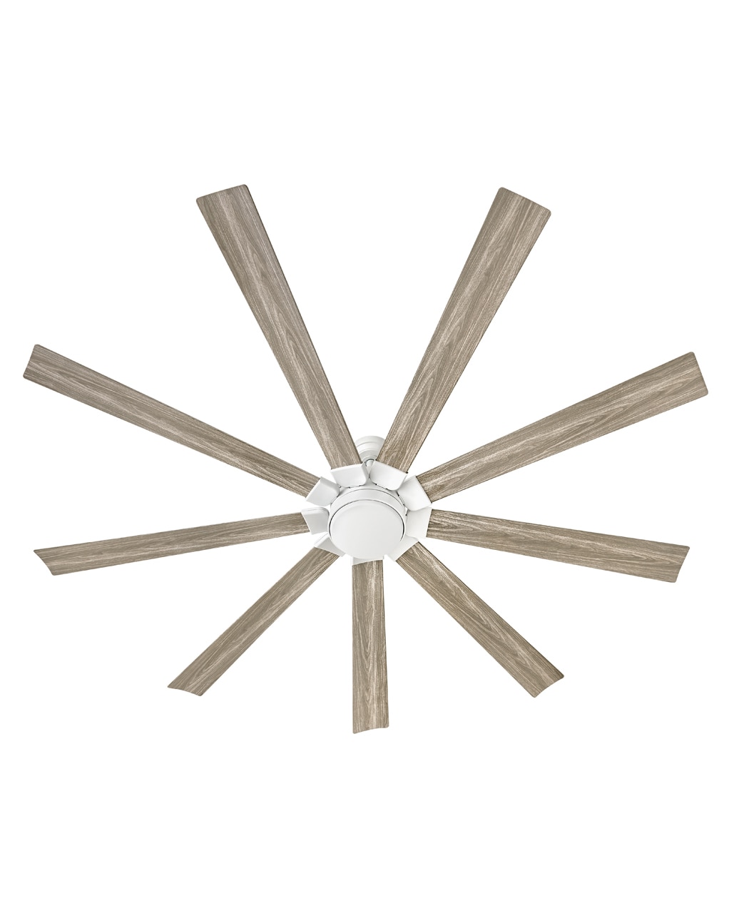 Hinkley Turbine 80-in Chalk White with Weathered Wood Blades Integrated LED Indoor/Outdoor Smart Propeller Ceiling Fan with Light and Remote (9-Blade) 904280FCW-LWD Sansujyuku sansujyuku.com