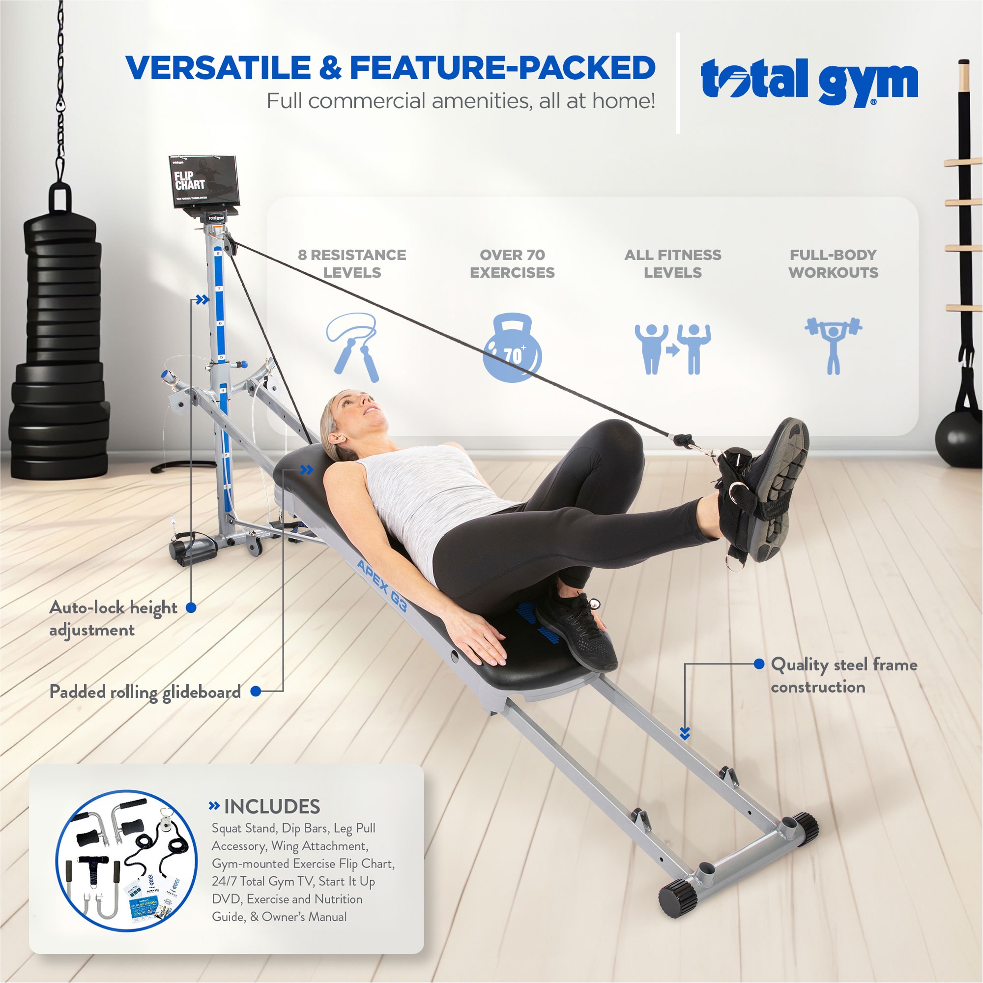 Total Gym Apex G3 Home Fitness Incline Weight Training with 8 Resistance  Levels in the Workout Sets & Kits department at