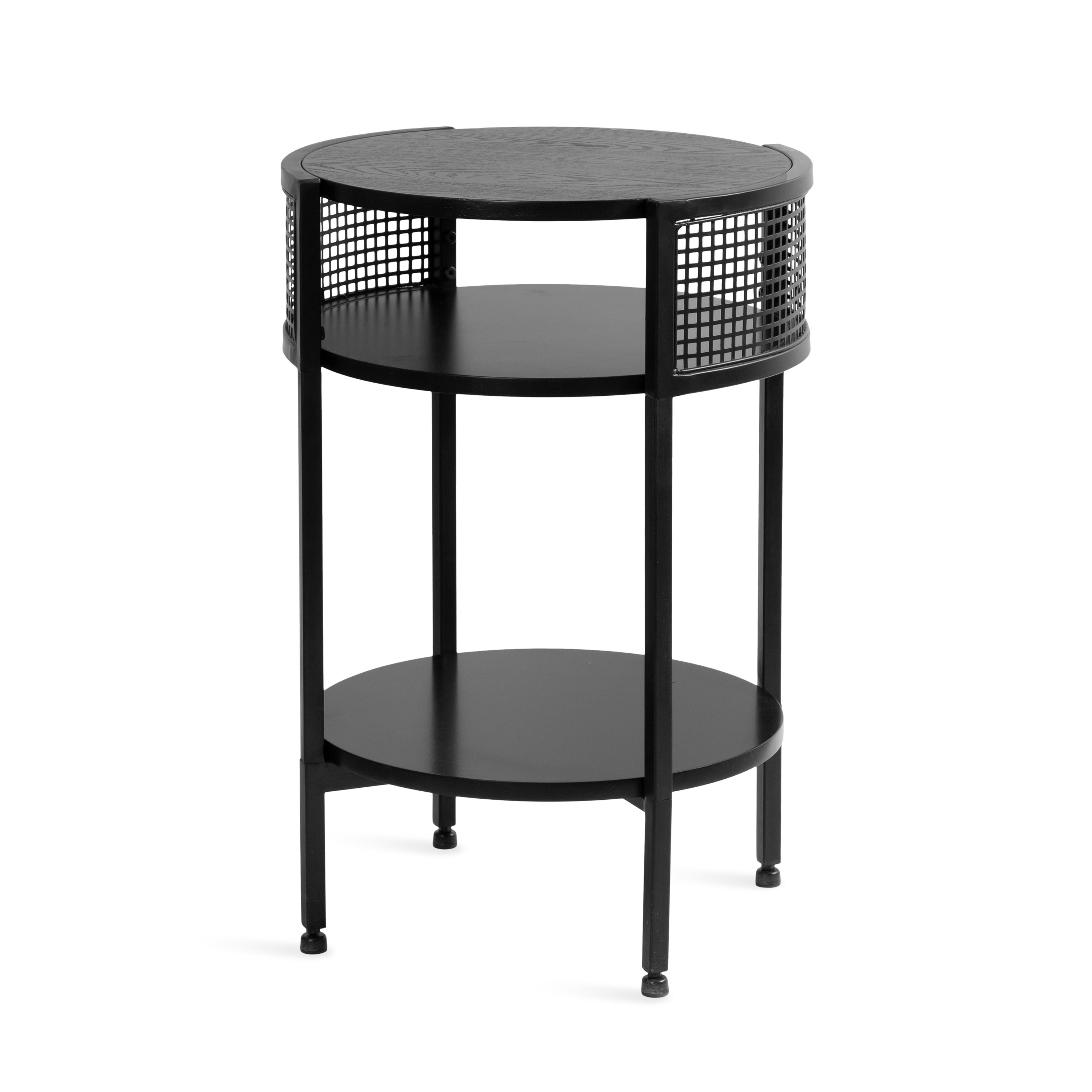 Kate and Laurel 227281 Urso 16.00-in W x 24.25-in H Black Composite Round Modern End Table with Storage Assembly Required