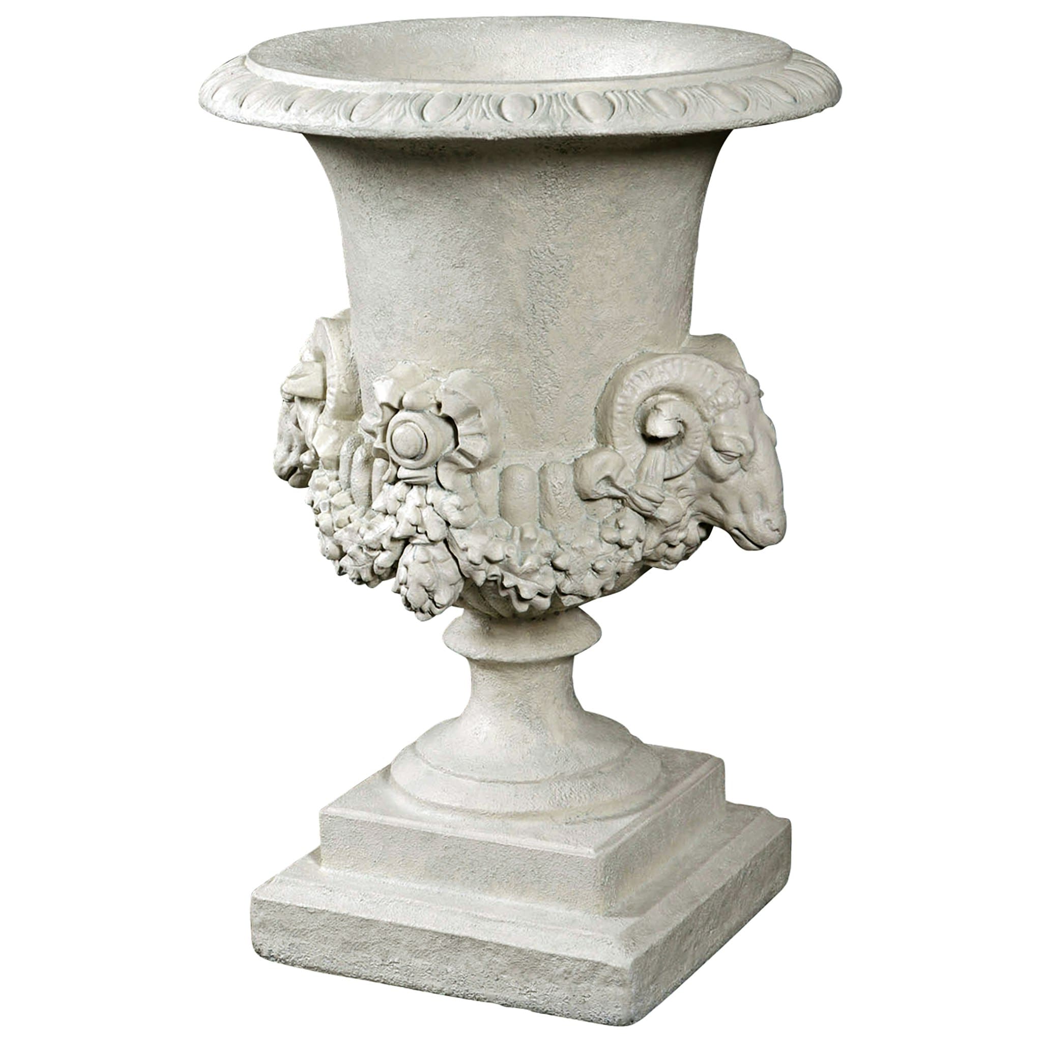 Design Toscano Urn 19.5-in W x 28-in H Off-white Fiberglass Outdoor ...