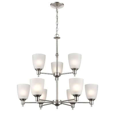 Jackson 3-Light Chandelier in Brushed Nickel with White Glass LED 