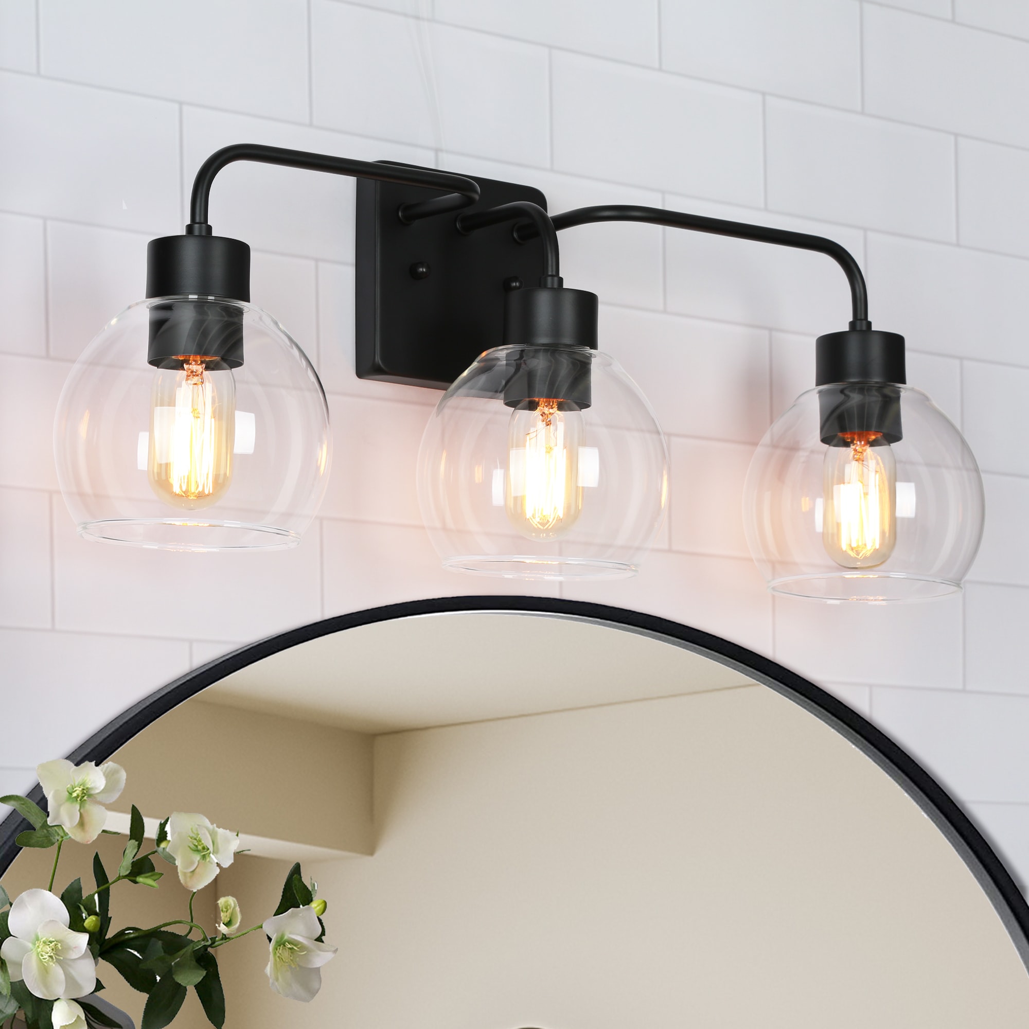 ZEVNI L3JY3QEVW4722SH7 Elinor 24.5-in 3 -Light Matte Black Modern/contemporary Vanity light bar