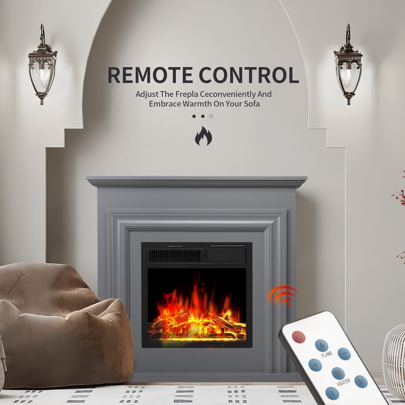 COWSAR M2303-LIGHTOAK Electric-Fireplaces - View #3