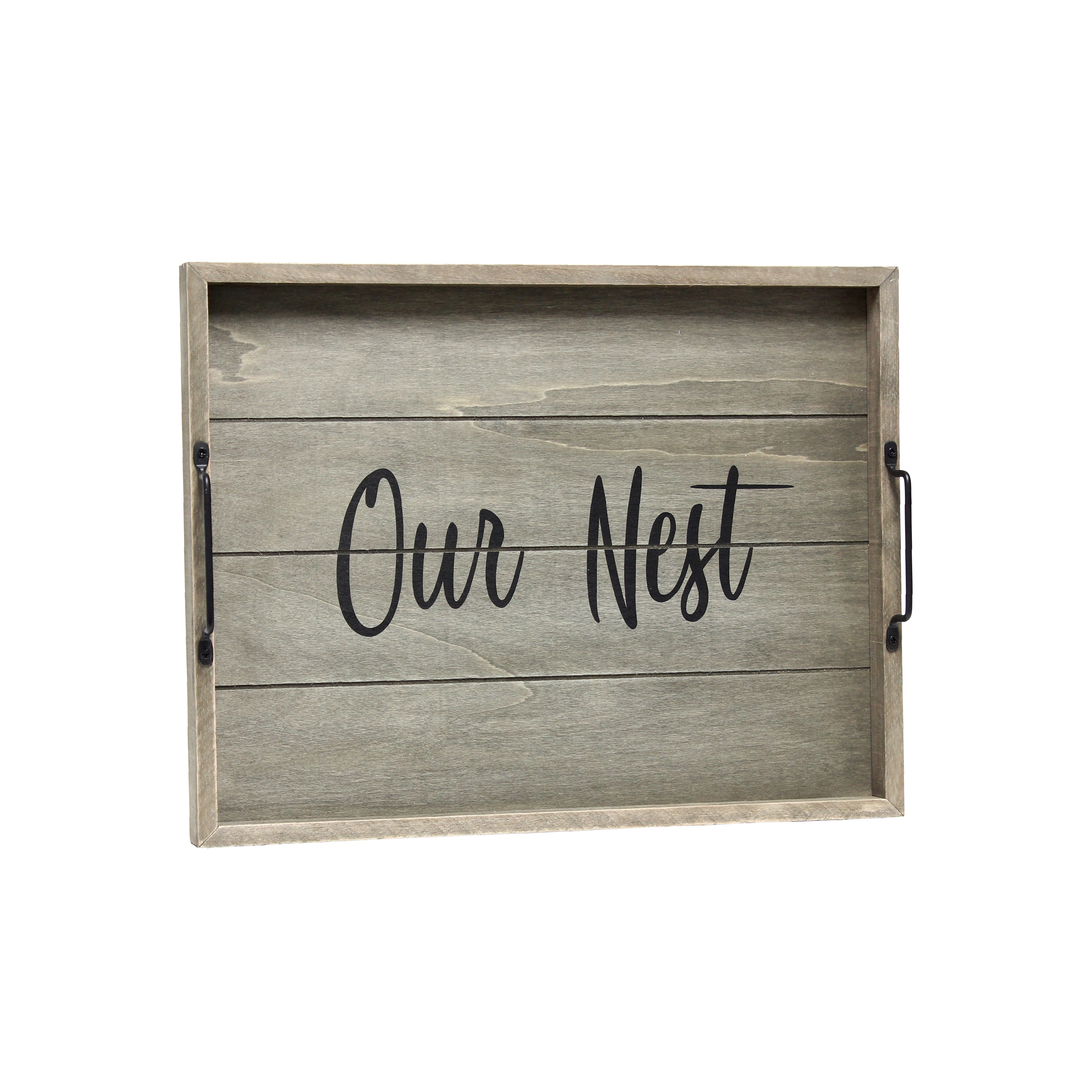 Elegant Designs HG7012-RGO 15.5-in x 12-in Rustic Gray "Our Nest" Rectangle Serving tray