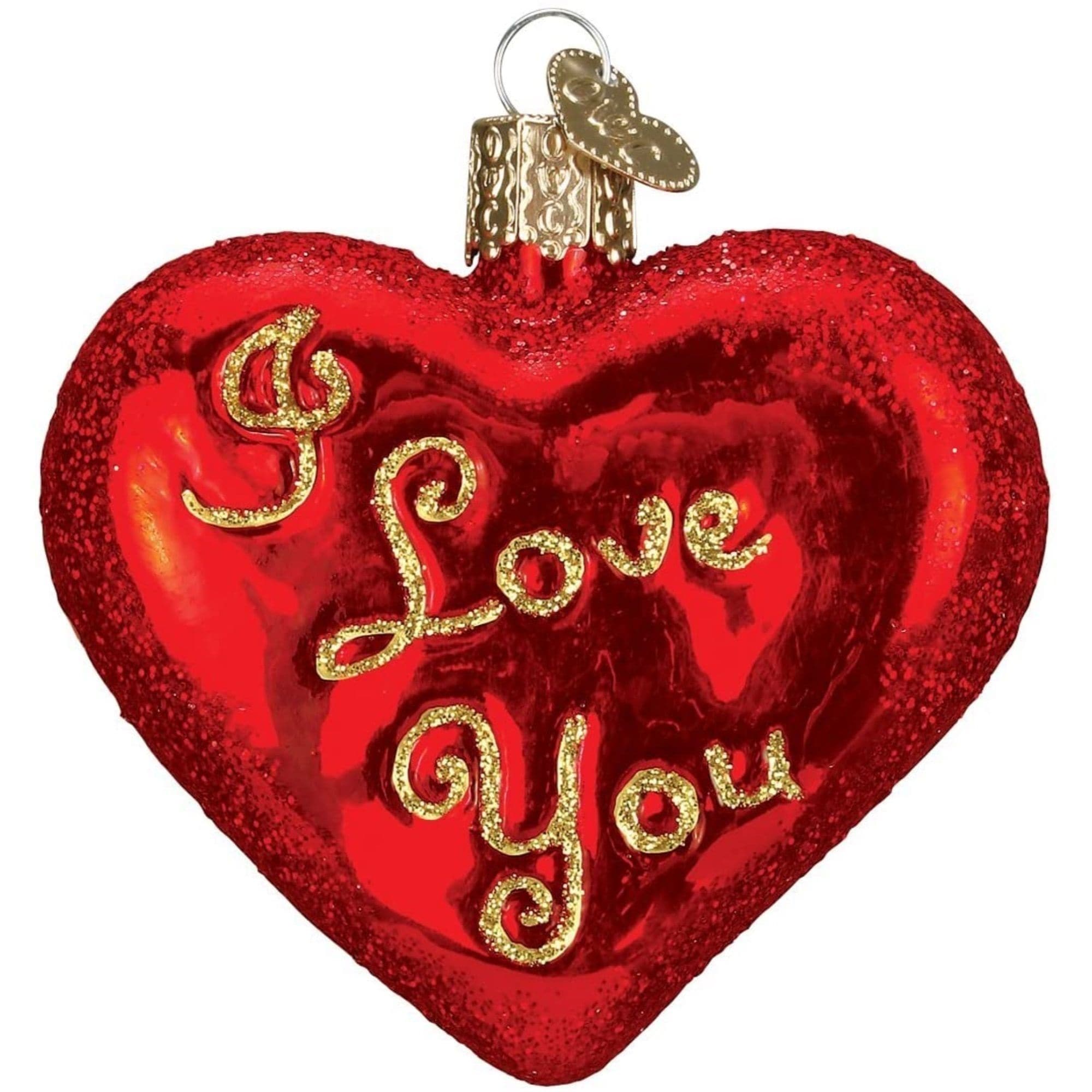 Old World Christmas 729343300218 Glass Blown Ornament for Christmas Tree - I Love You Heart