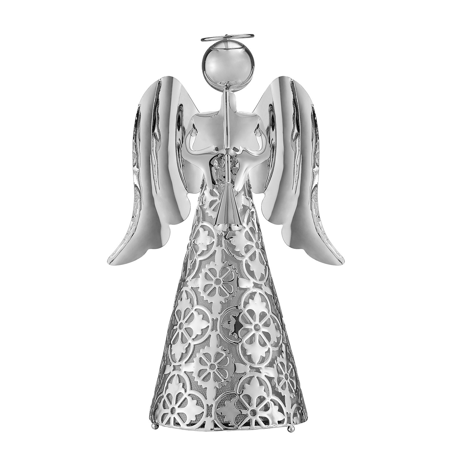 9" Silver LED Battery Operated Plastic Christmas Angel Figurine