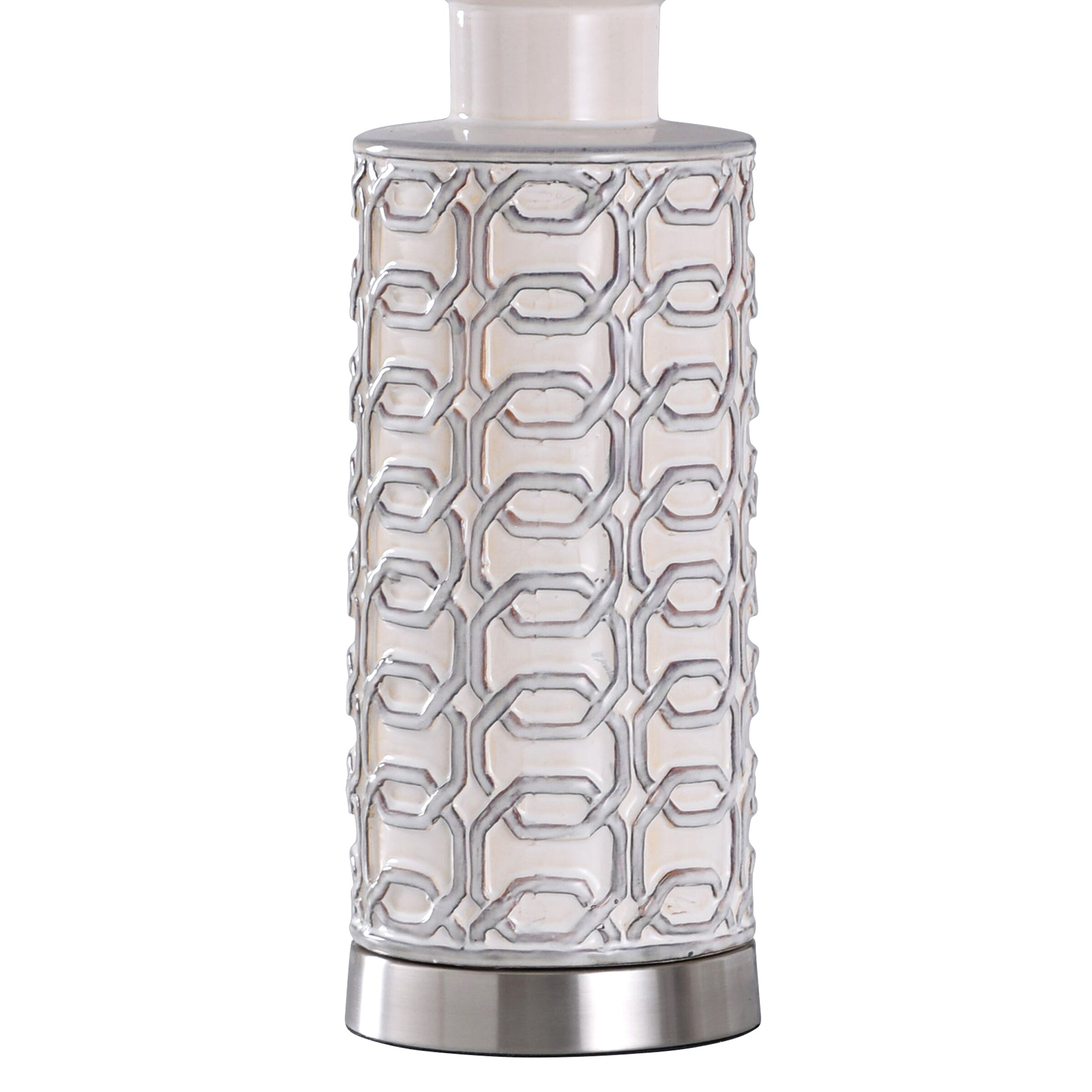 Blue and Cream Ceramic Table Lamp with Steel Accents
