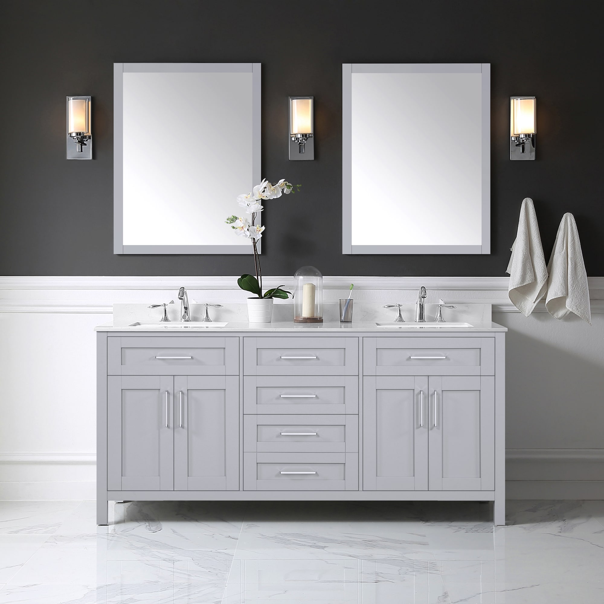 Ove Decors Tahoe 72 In Dove Gray, What Size Mirrors For A 72 Double Vanity