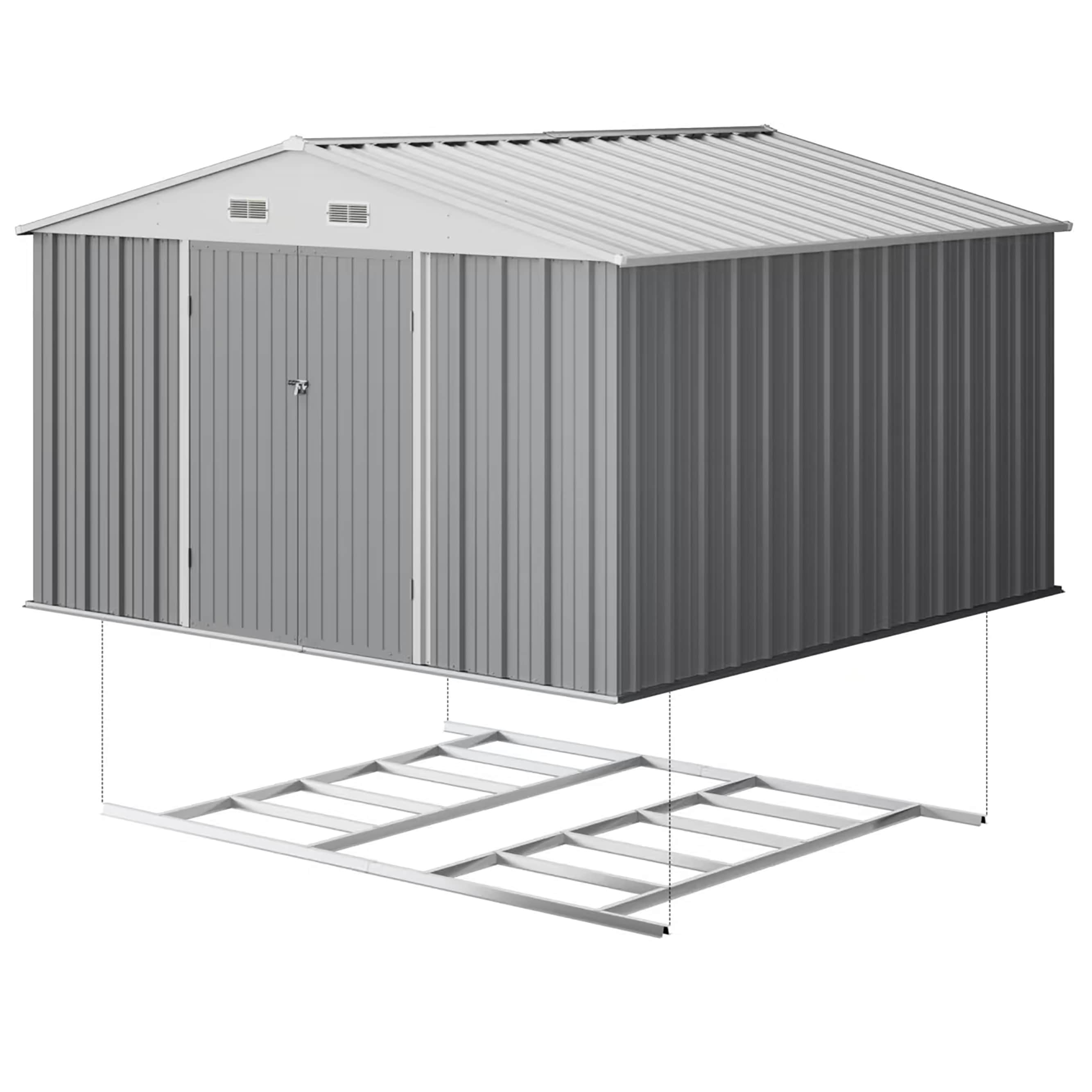 Patiowell WES-0406F-4 10-Feet x 10-Feet Galvanized steel Storage Shed