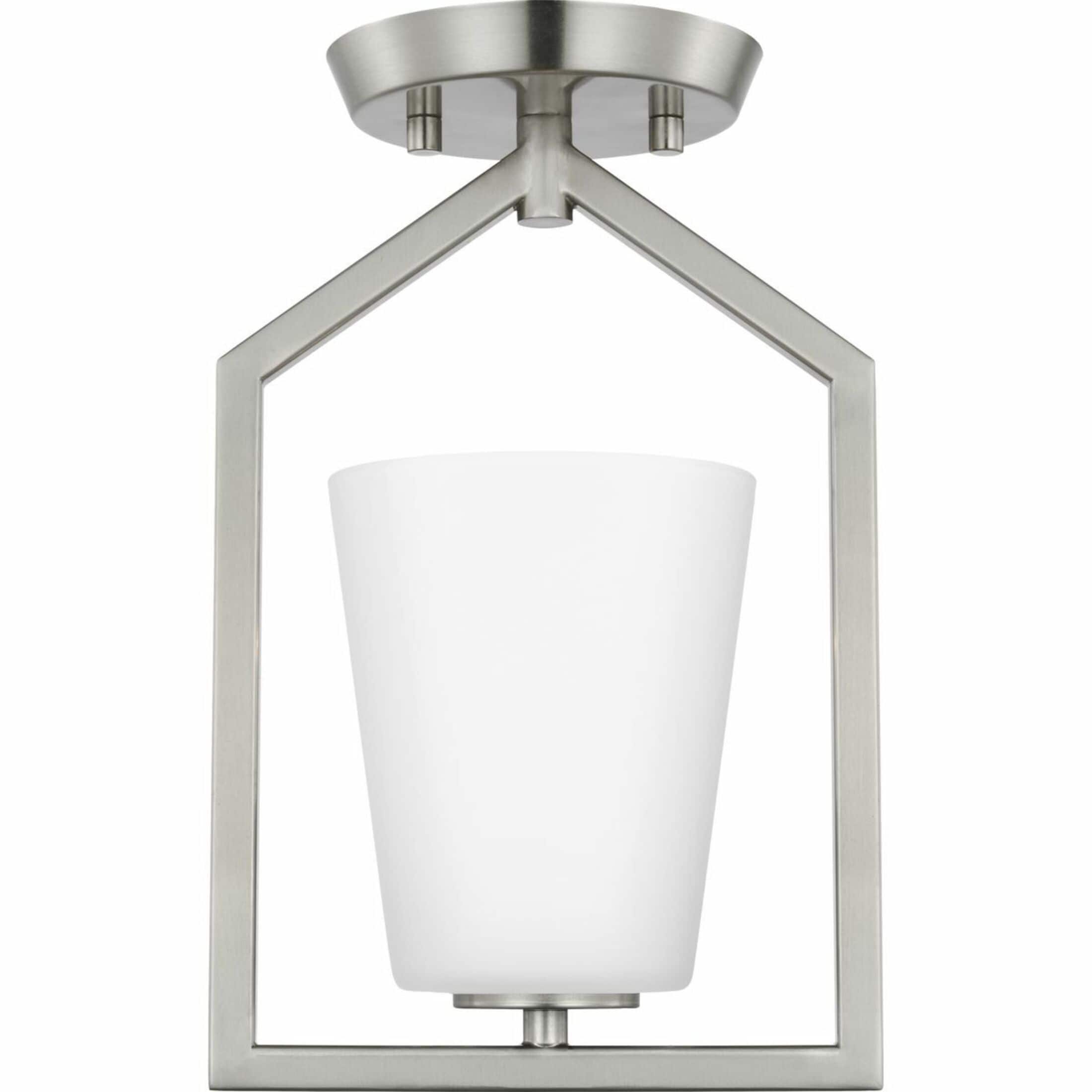 Progress Lighting P350259-009 Vertex 1 -Light 7.37-in Brushed Nickel Semi Flush Mount Light