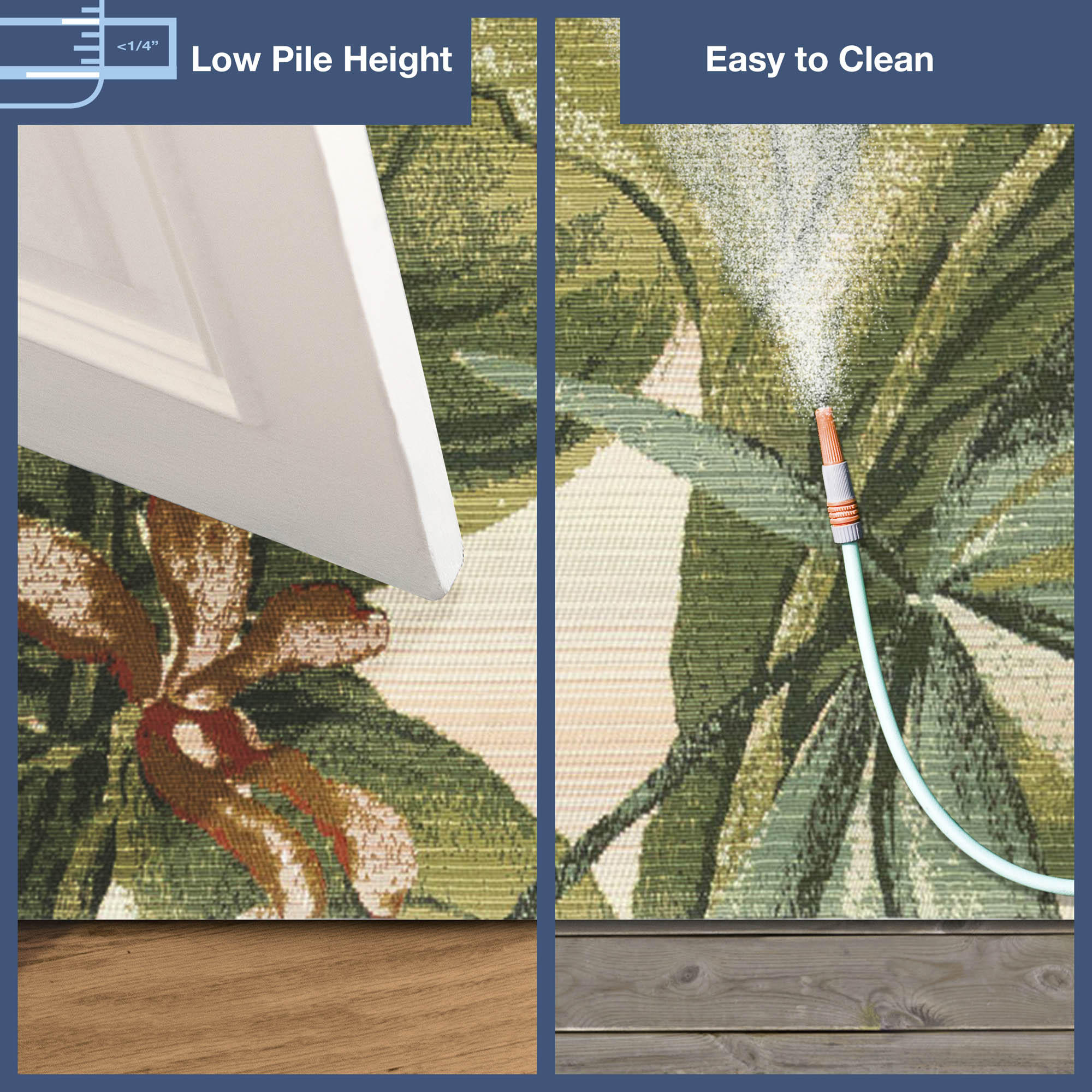 Tropical Elegance Cream & Green Floral Synthetic Area Rug