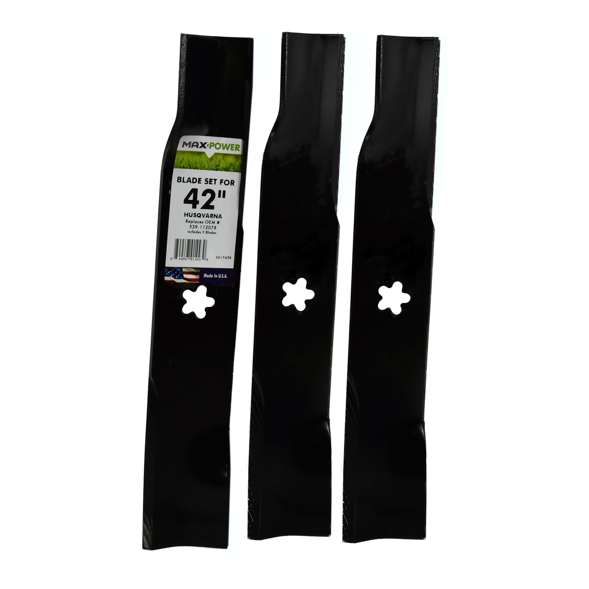 MaxPower 561745B 42-in Deck Standard Mower Blade for Riding Lawn 3 -Pack