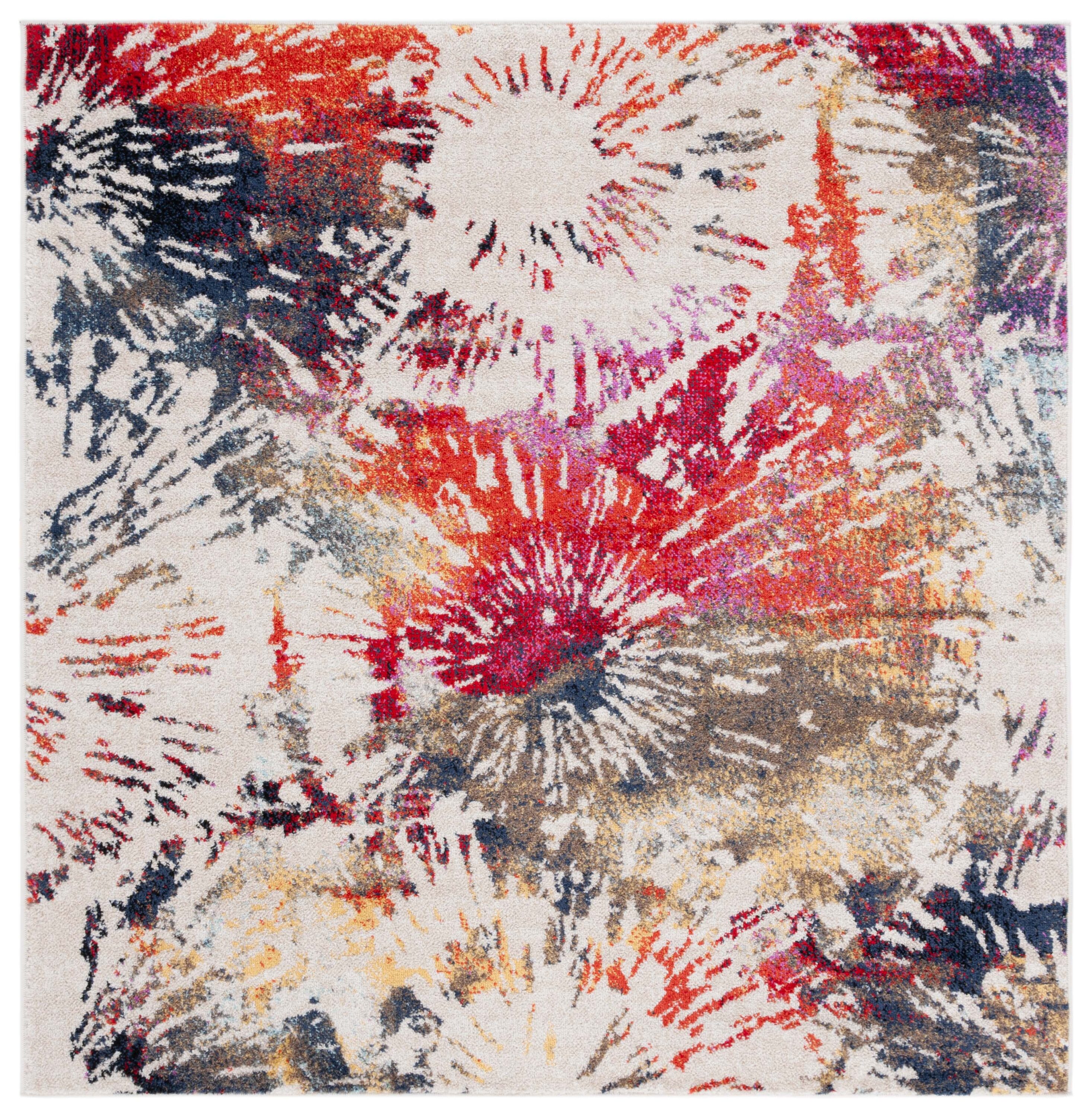Adirondack  292A Ivory/Fuchsia Gold 6 X 6 Area Rug