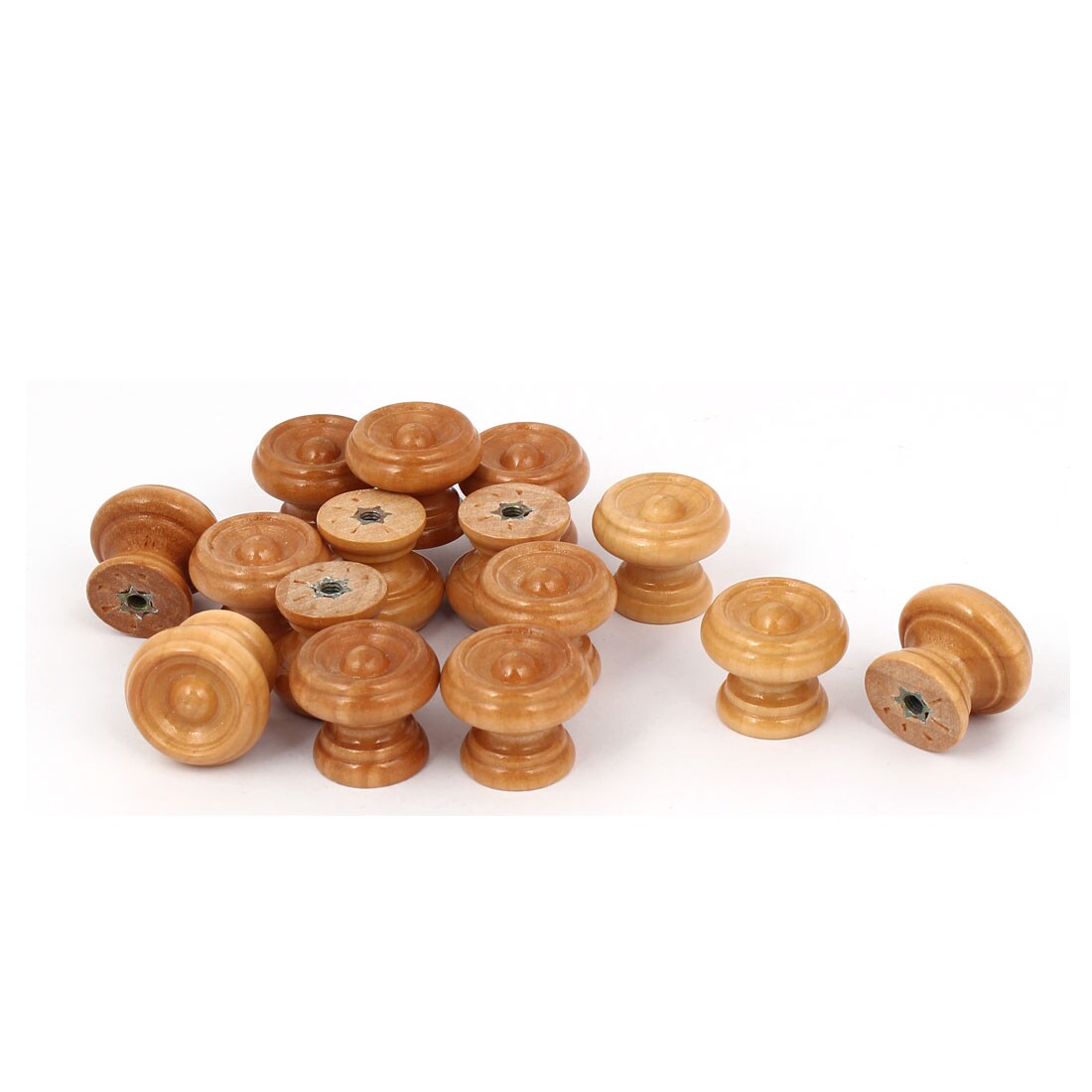Unique Bargains - 24mmx20mm Round Wood Cabinet Door Wardrobe Knob Wooden Drawer Pull Handle Type-...