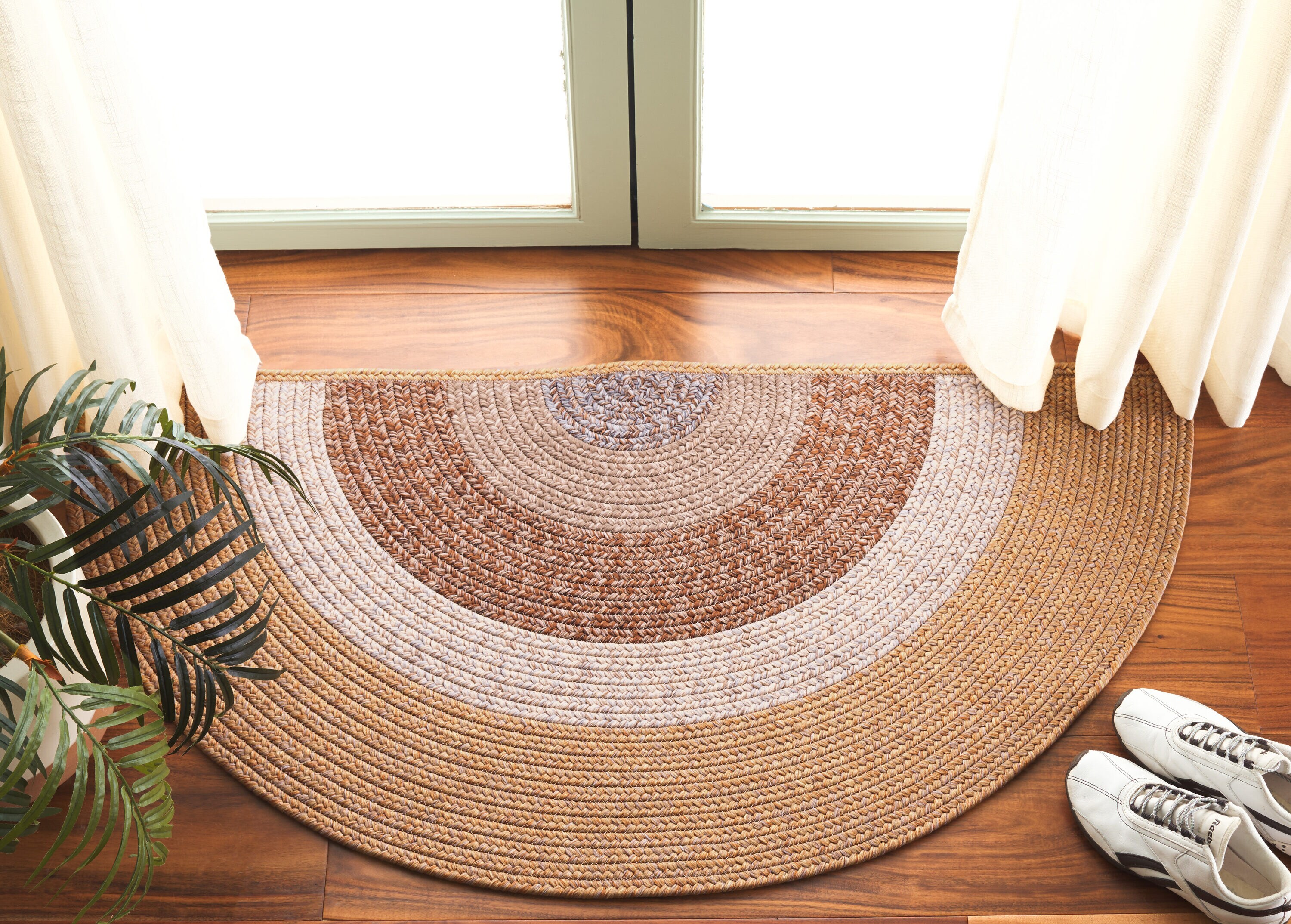 Braded Rugs 318S Brown/Light Brown 2ft x 4ft Country Floral Rug