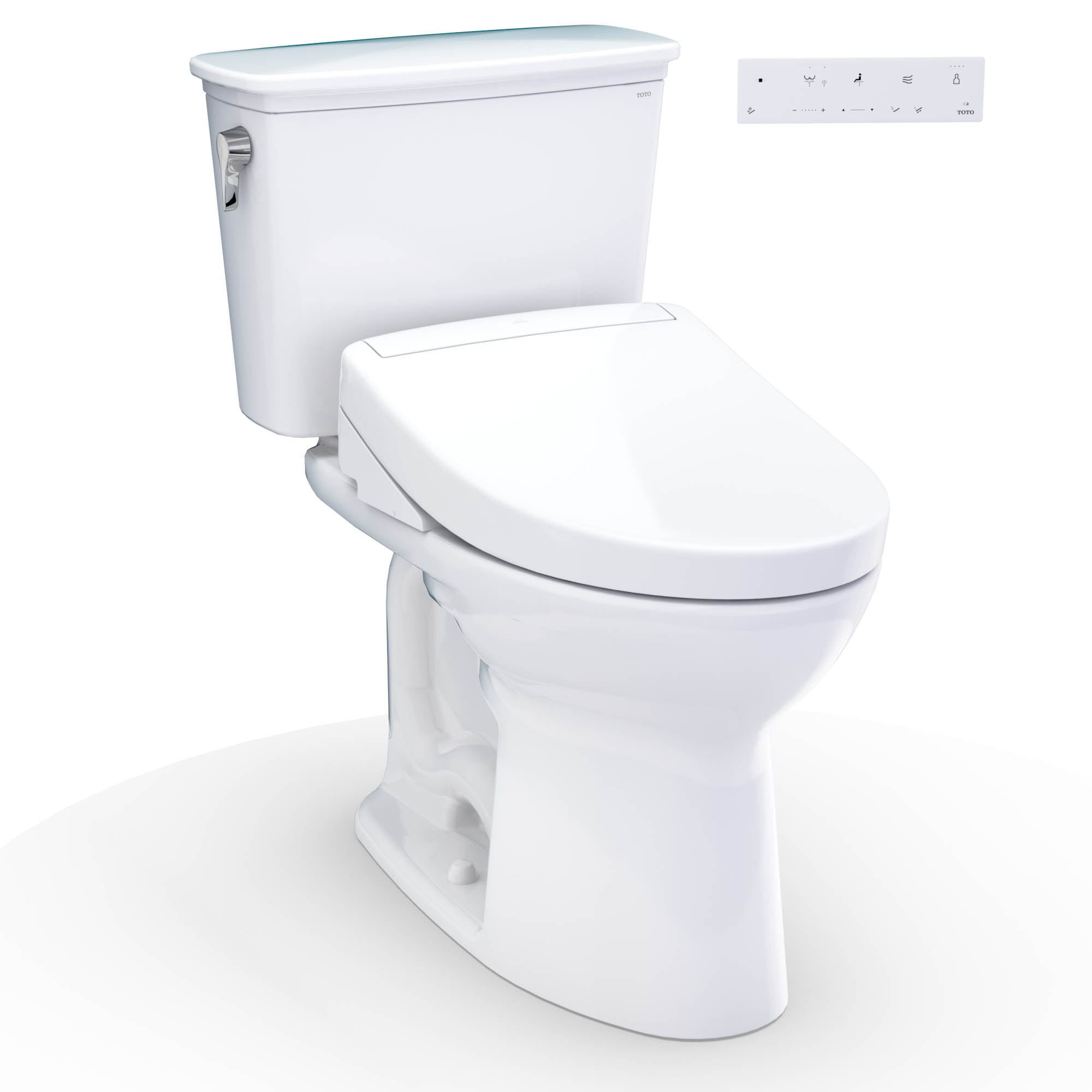 TOTO Drake Cotton White Elongated Standard height 10-in Rough-In WaterSense 1.28 GPF Soft Close 2-piece Bidet Function Toilet