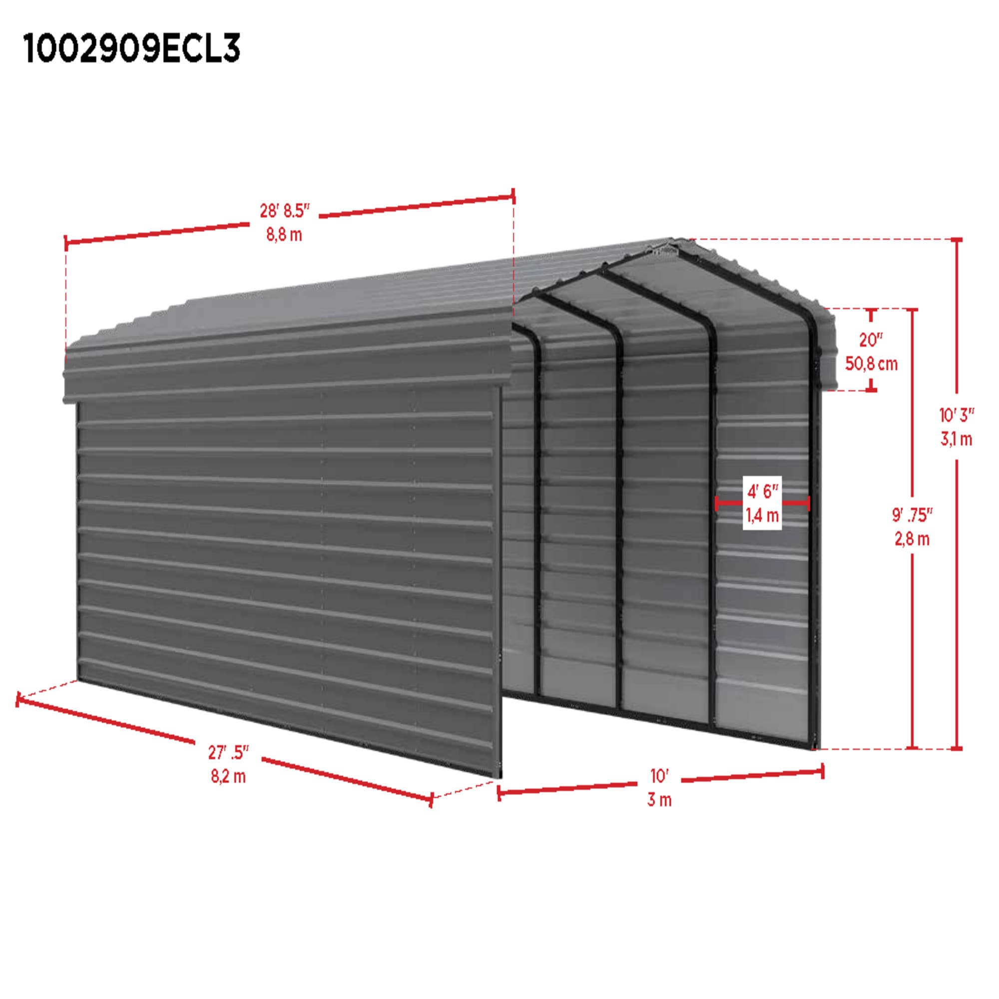 Arrow CPH102909ECL3 Carport-Covers - View #3
