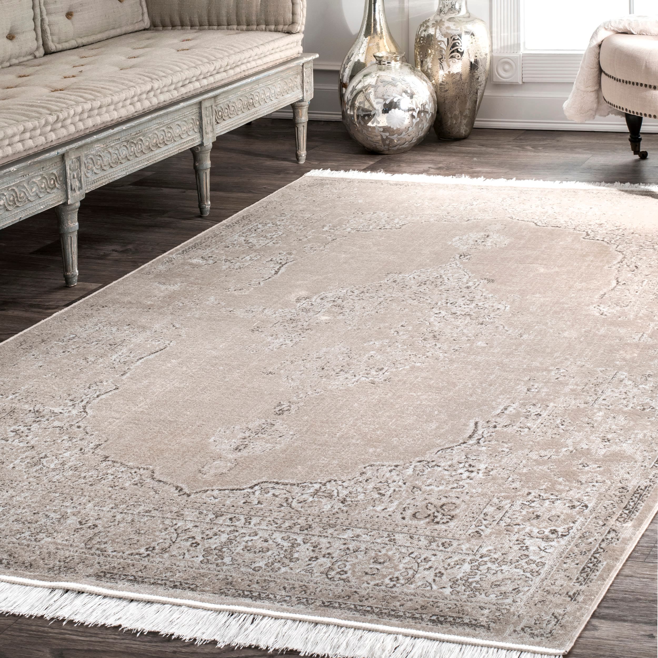 nuLOOM DCRS03C-508 5 x 8 (ft) Loomed Synthetic Beige Rectangular Indoor Medallion Vintage Area rug