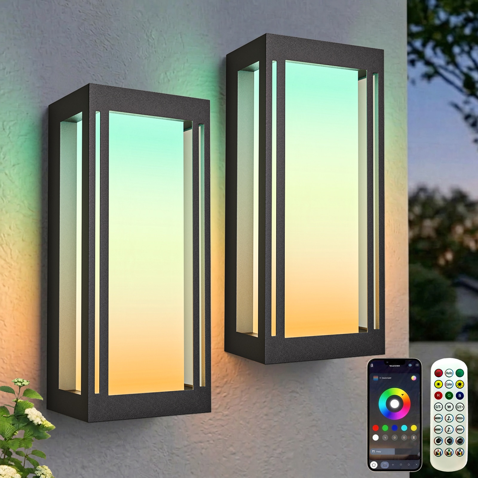 Maxax Montpelier 2 -Pack 14-in H Matte Black Hardwired Dusk to Dawn Integrated LED Outdoor Wall Light