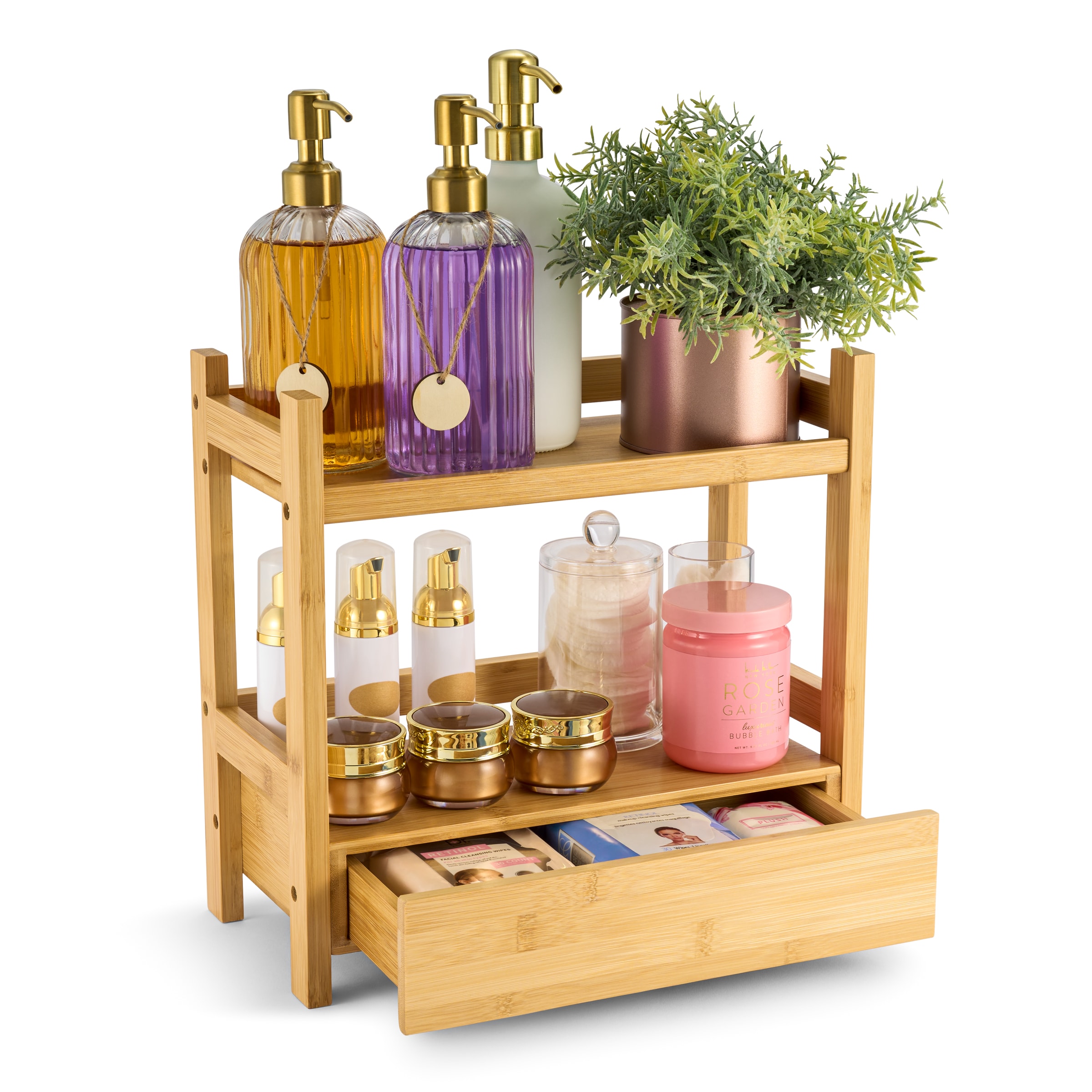 SORBUS  2 Tier Bamboo Kitchen Countertop Organizer ideal for storage and display stores your favorite spices seasonings and household items