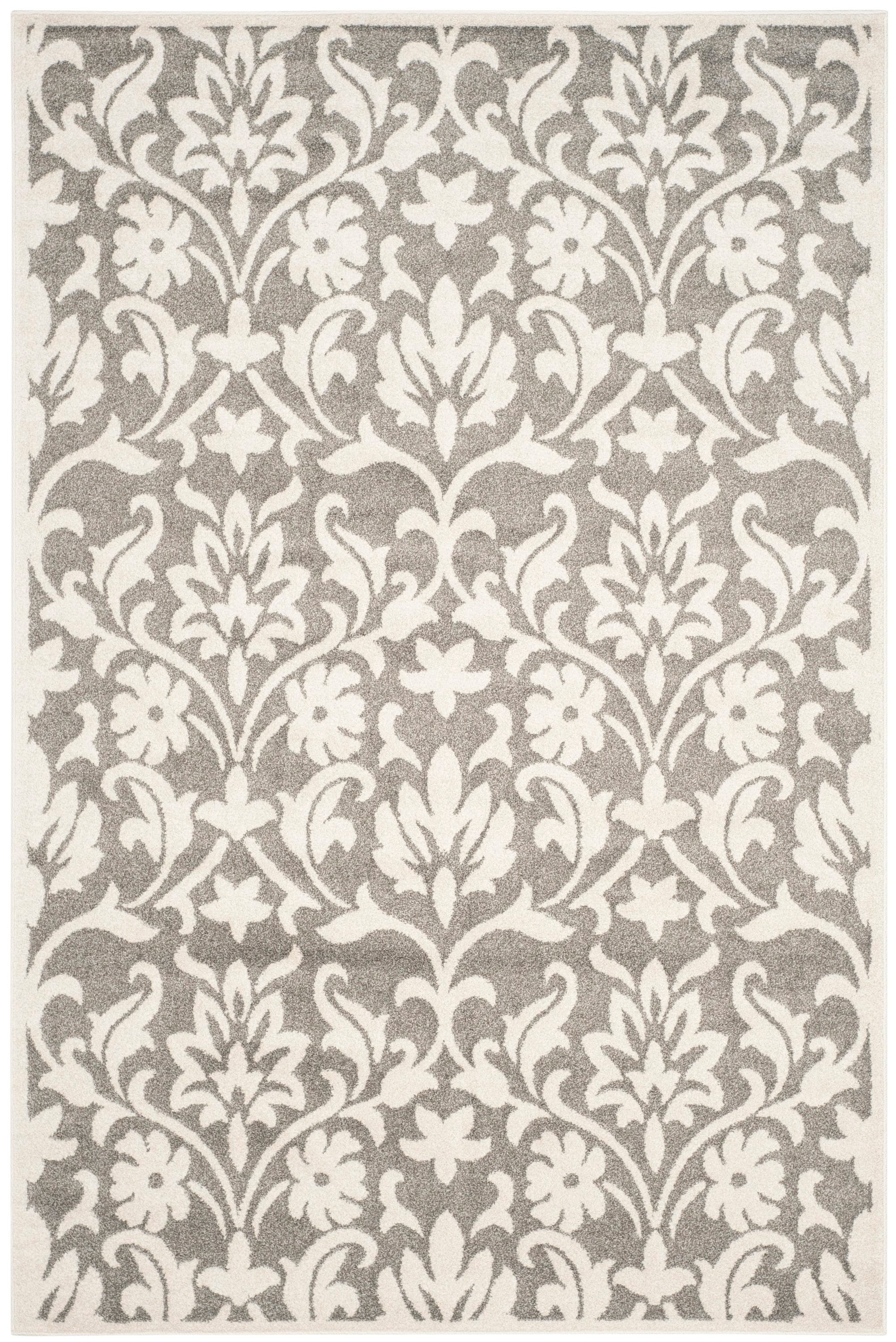 Safavieh AMT424R-6 Amherst Bouquet 6 x 9 (ft) Loomed Synthetic Dark Gray/Beige Rectangular Indoor Floral/Botanical Area rug