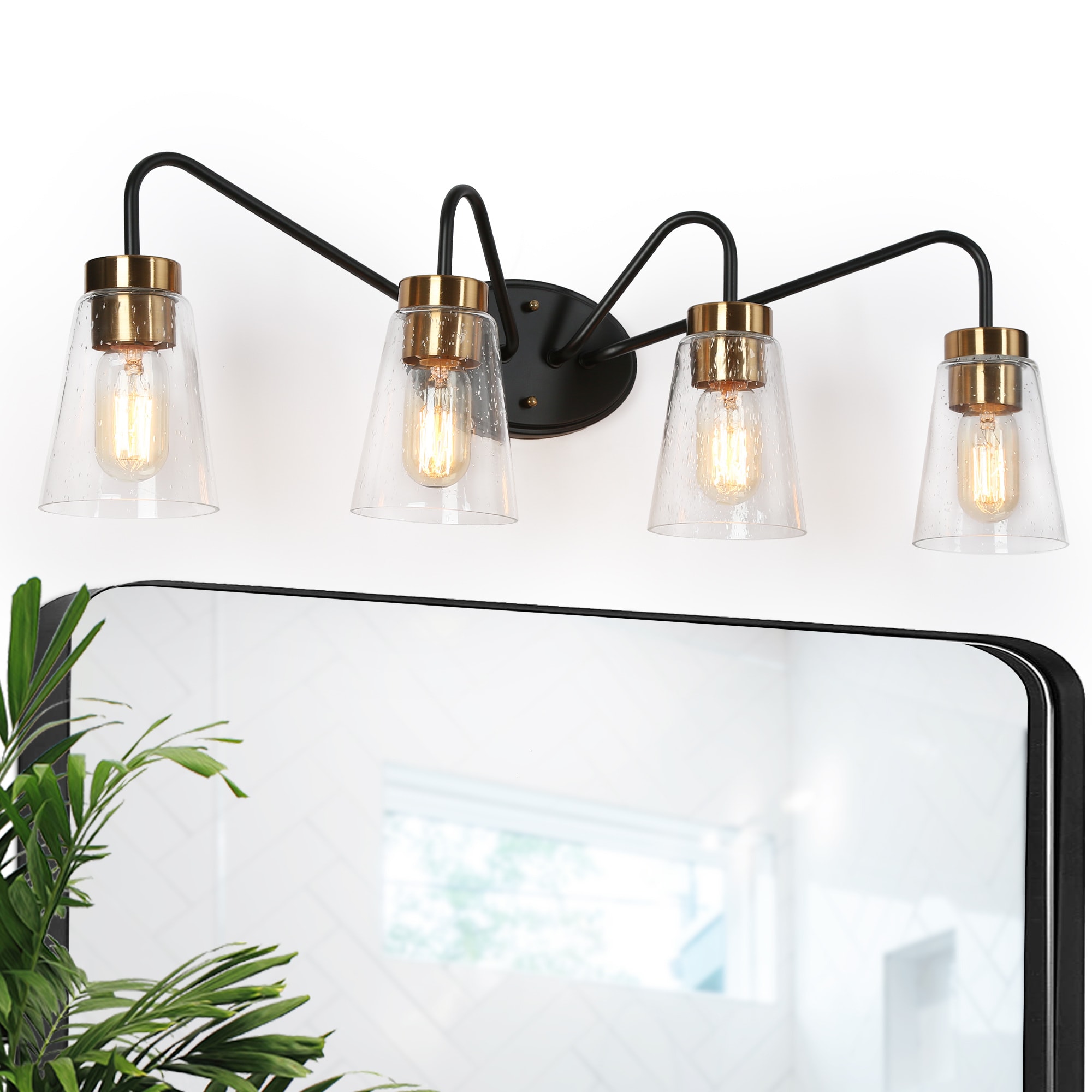 ZEVNI L3IBZ7BAW4726SL7 Collen 28.5-in W 4 -Light Matte Black Wall Sconce