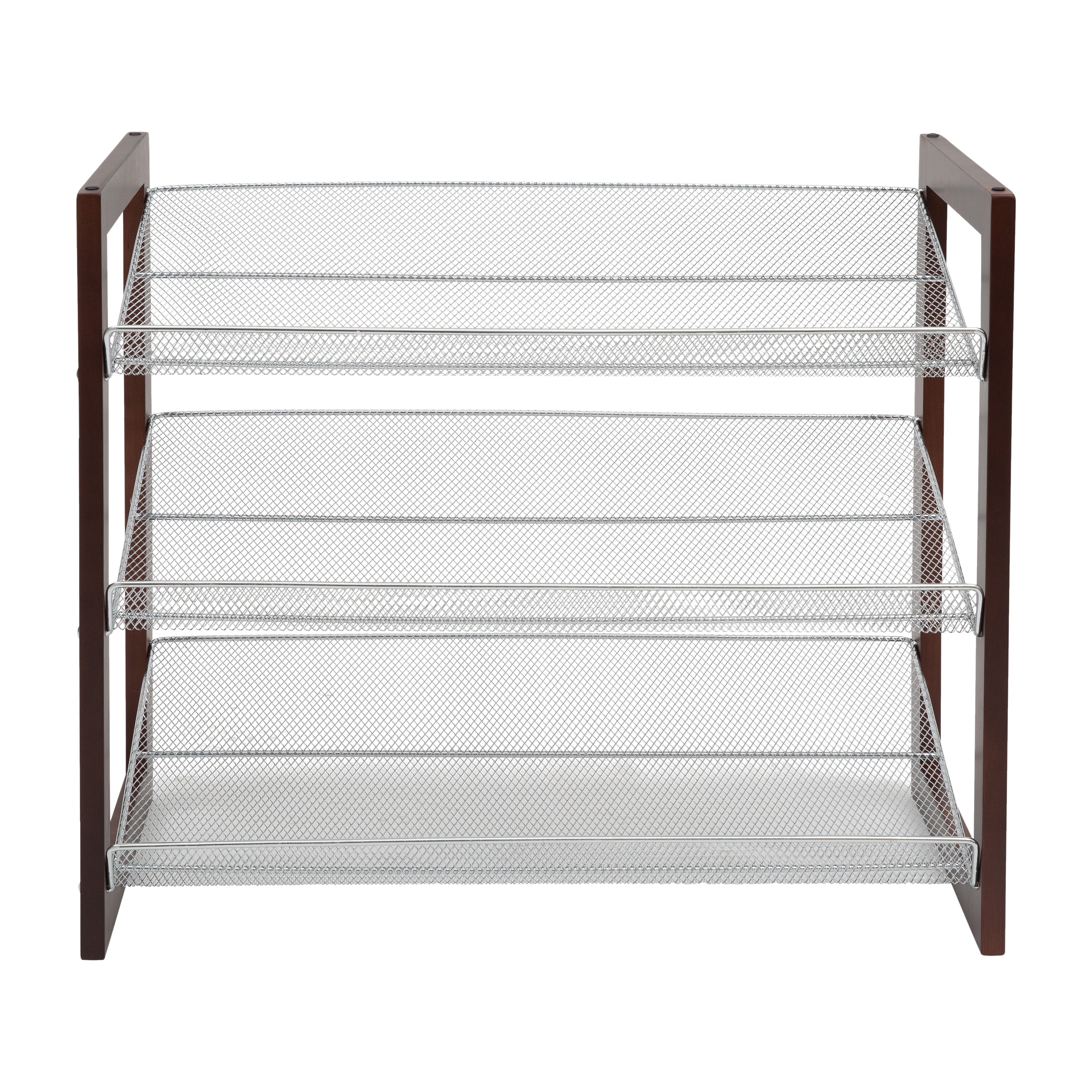 Organize It All Wooden Stackable Shoe Rack Chrome
