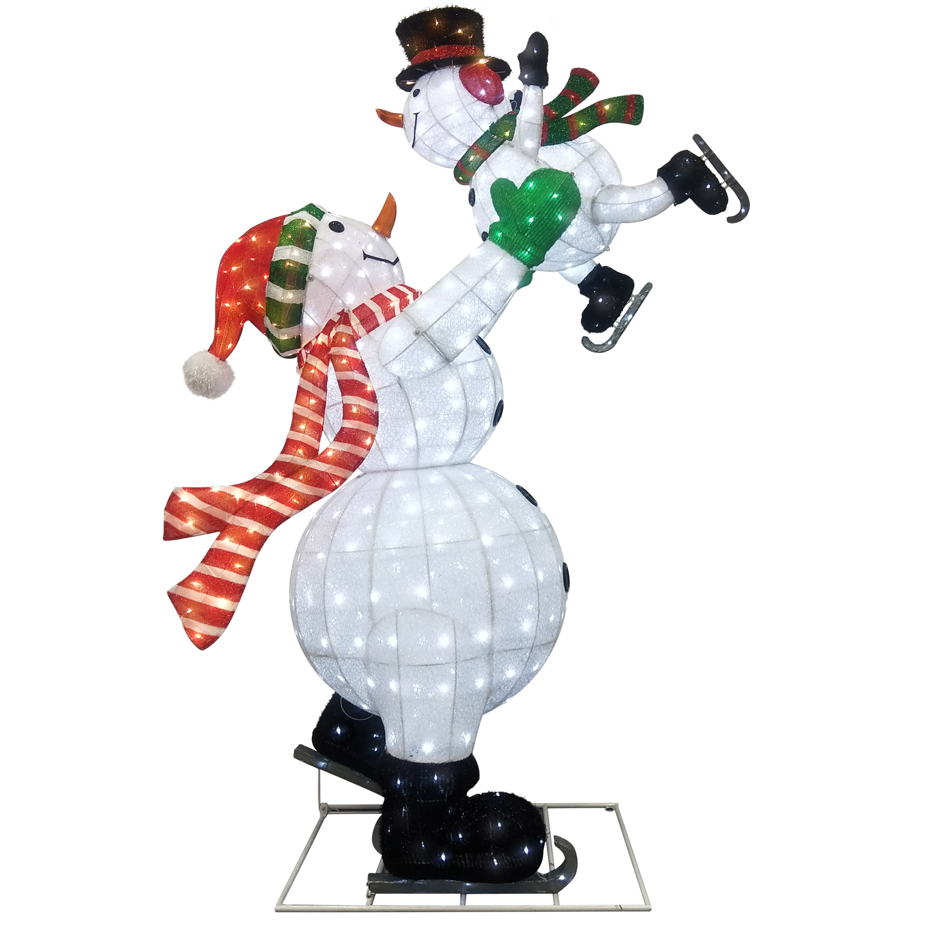 Puleo International 84-in Freestanding Snowman Yard decoration with White LED Lights