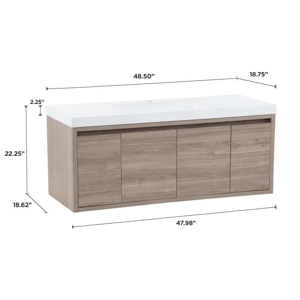 Diamond NOW Hollis 48-in Forest Elm Brown Woodgrain Single Sink ...