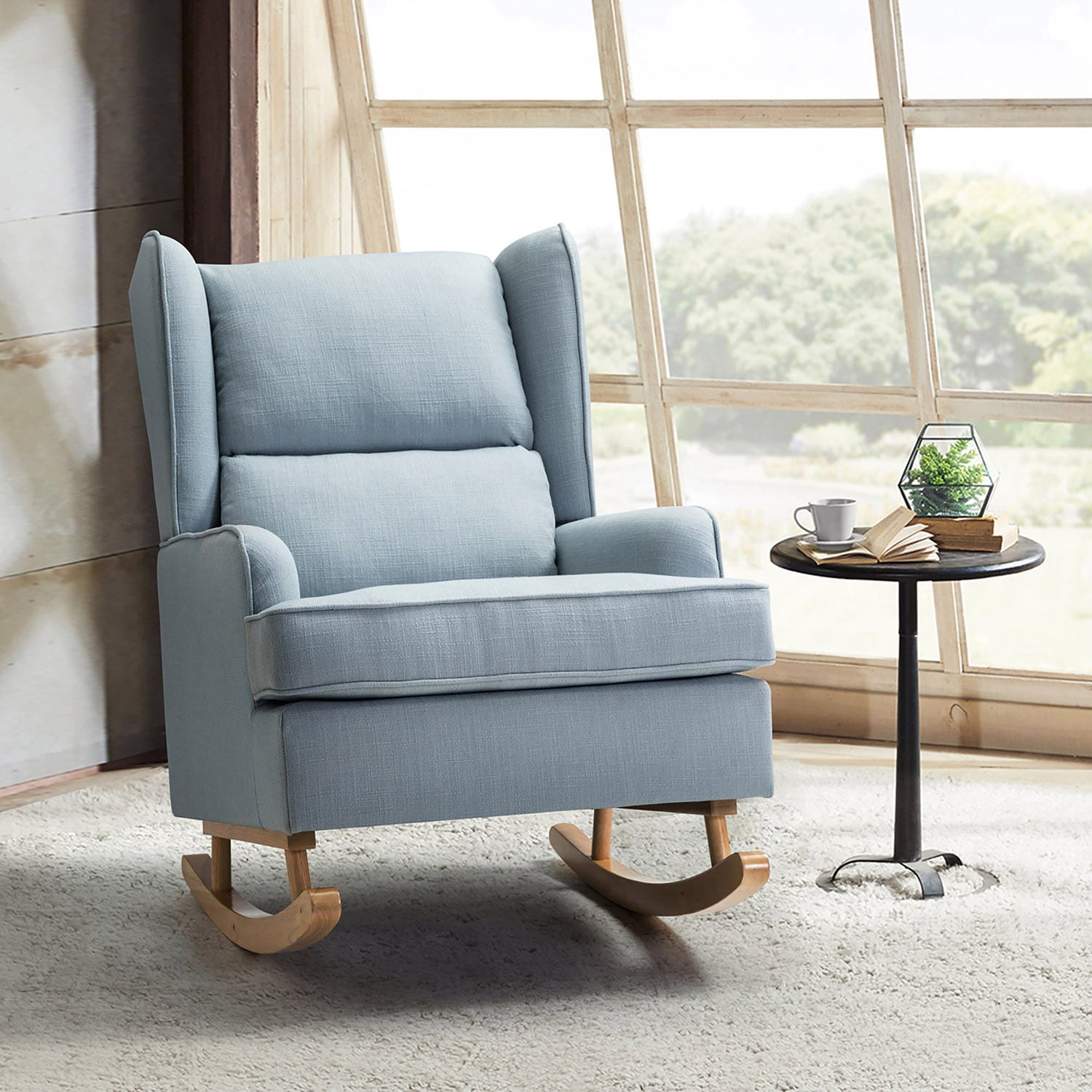 14 Karat Home Blue Polyester Upholstered Recliner in the Recliners ...