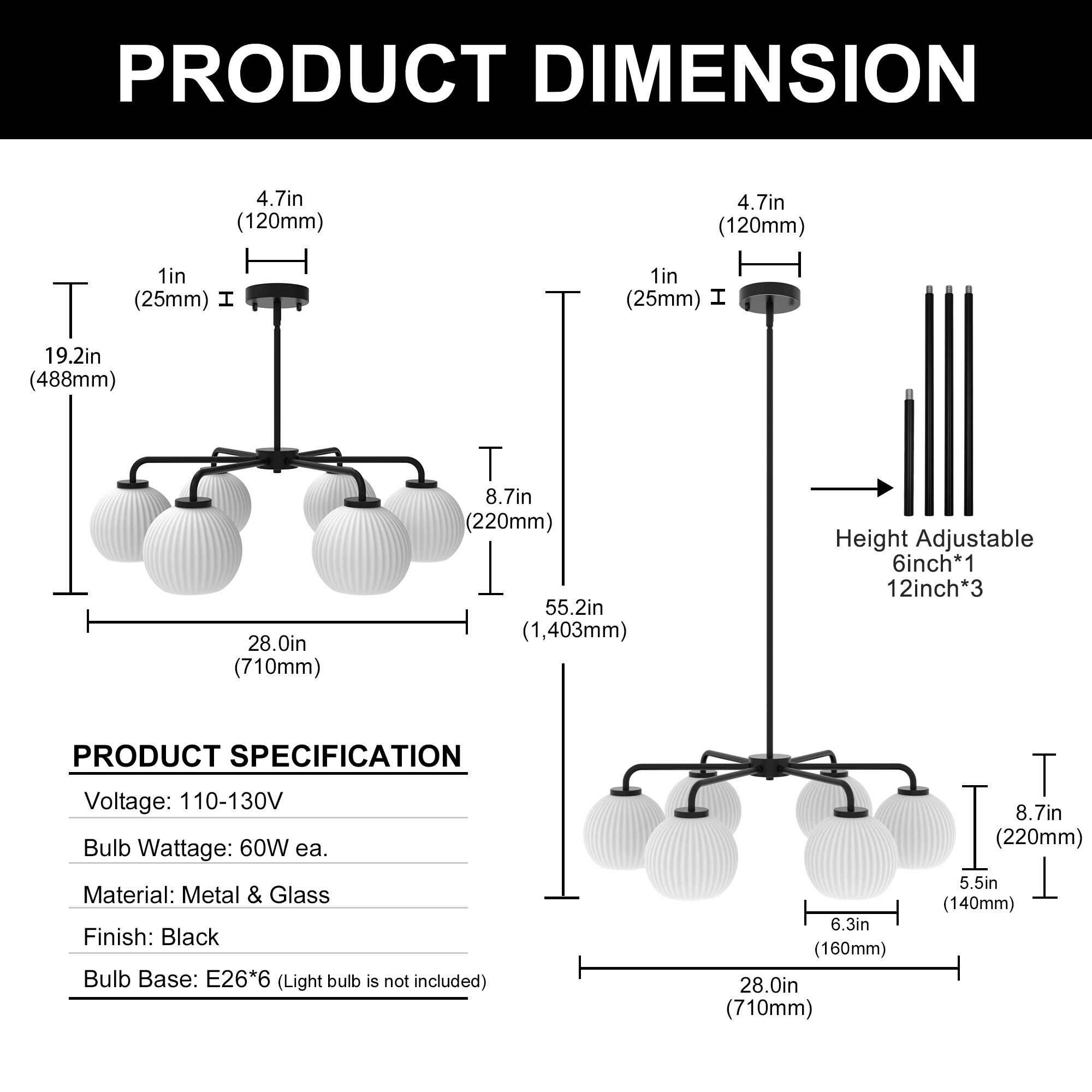 YANSUN LA-ZY-ZX18901FBL-11 Pendant-Lights - View #4