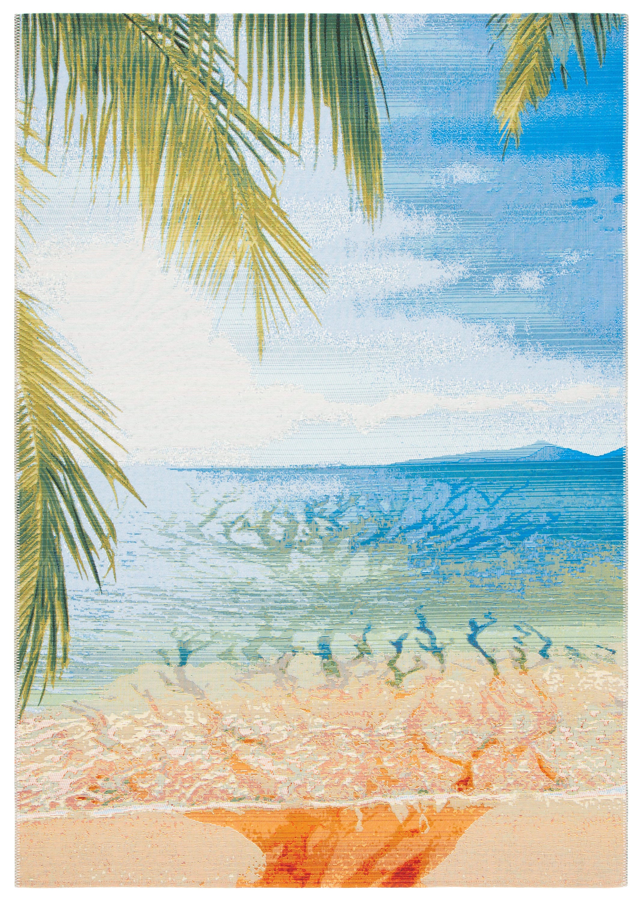 Reversible Easy-Care Synthetic Blue Outdoor Rug 8' x 10'