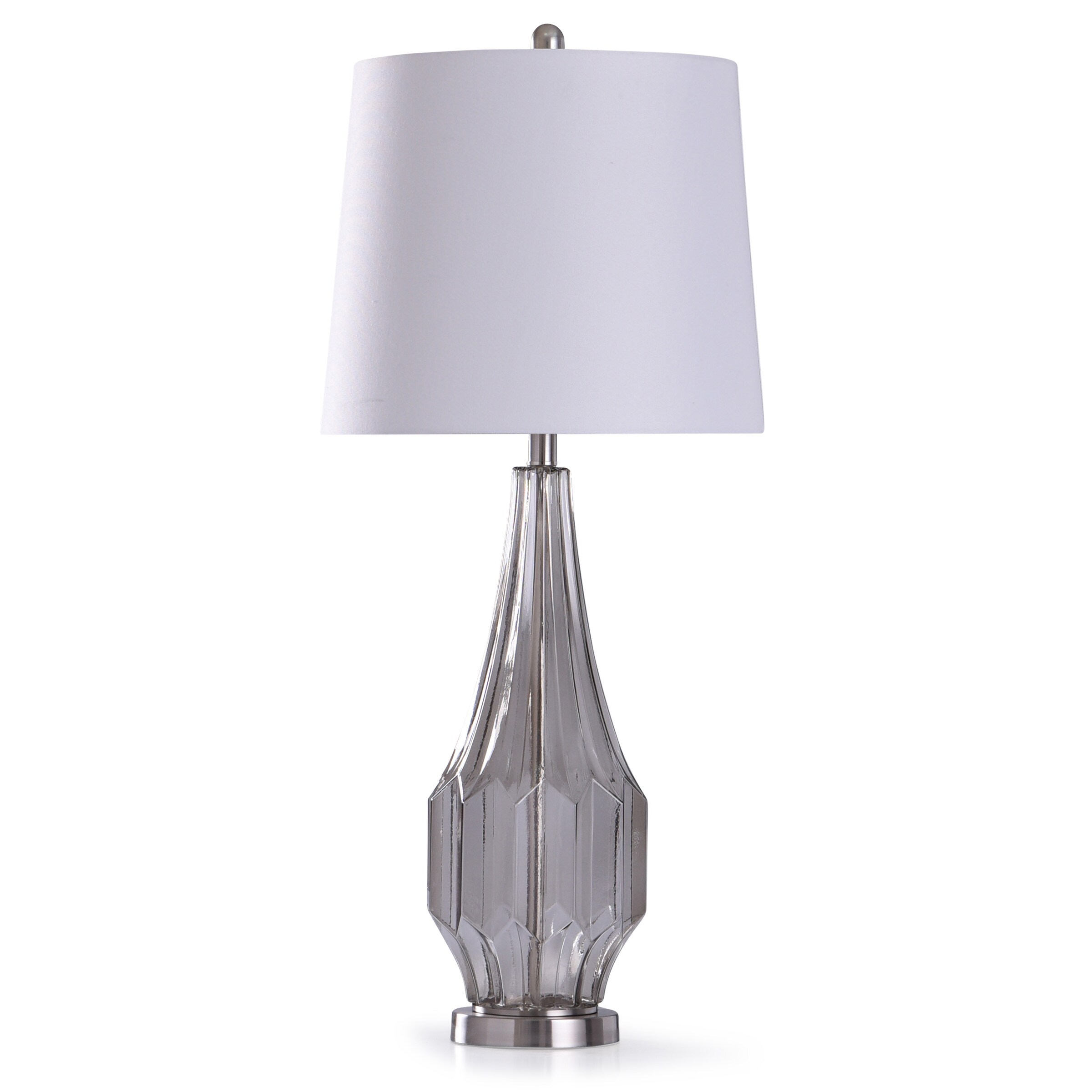 StyleCraft Home Collection L319062DS 36-in Silver, Gray Smokey 3-Way Table Lamp with Linen Shade