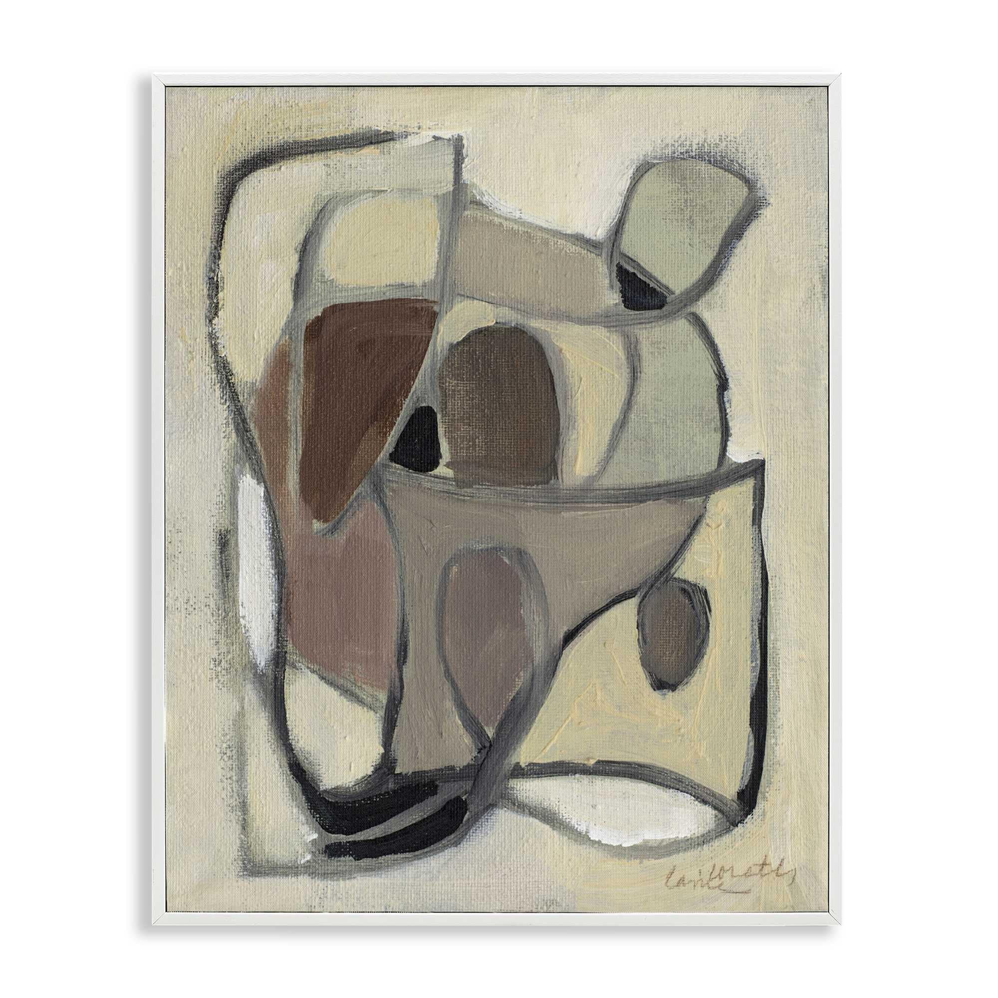 Stupell Industries BT-278-WFR-16X20 Rustic Curved Shapes Abstract White Framed Giclee Art By Lanie Loreth  16 x 20