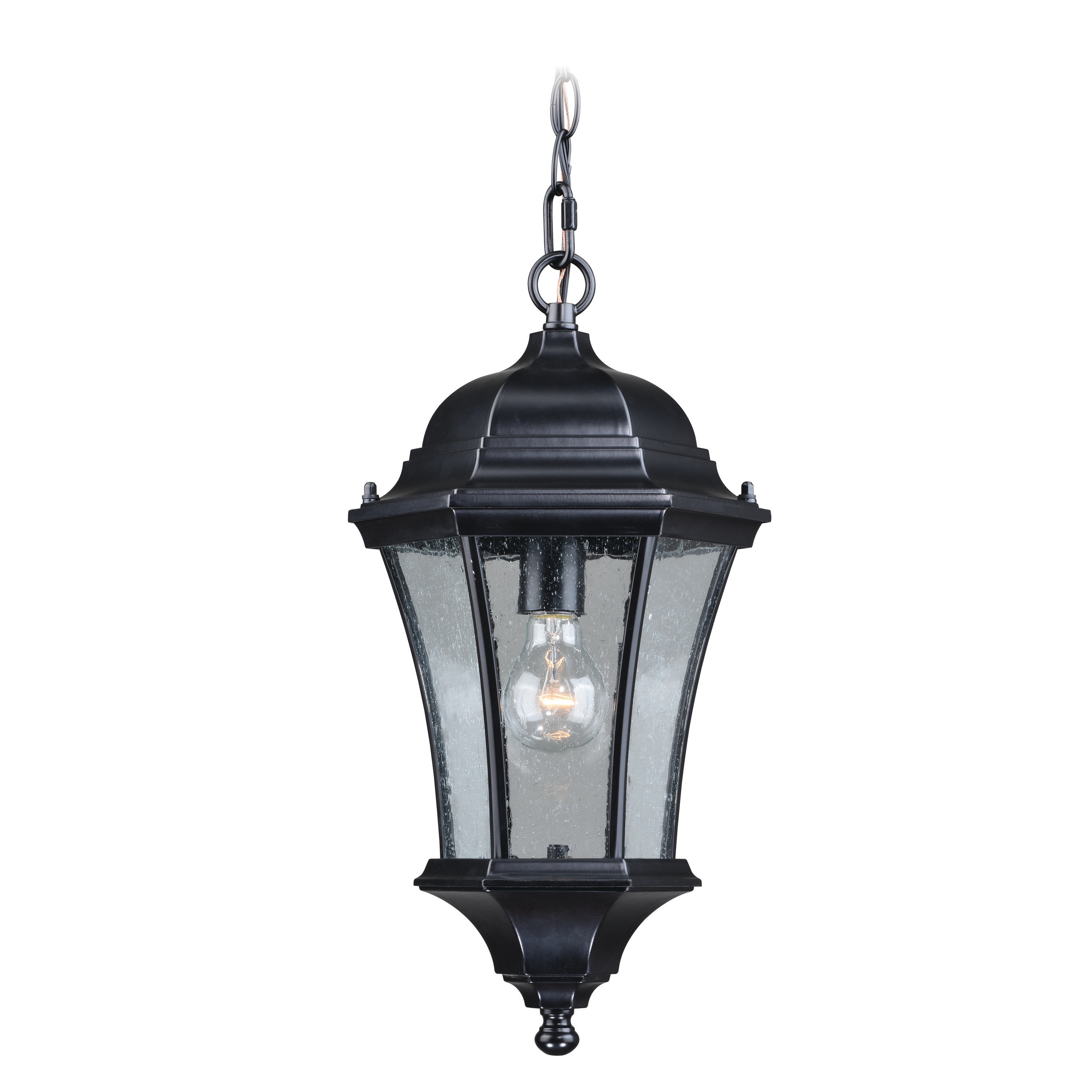 Cascadia Aberdeen Shiny Black Traditional Seeded Glass Lantern Mini ...