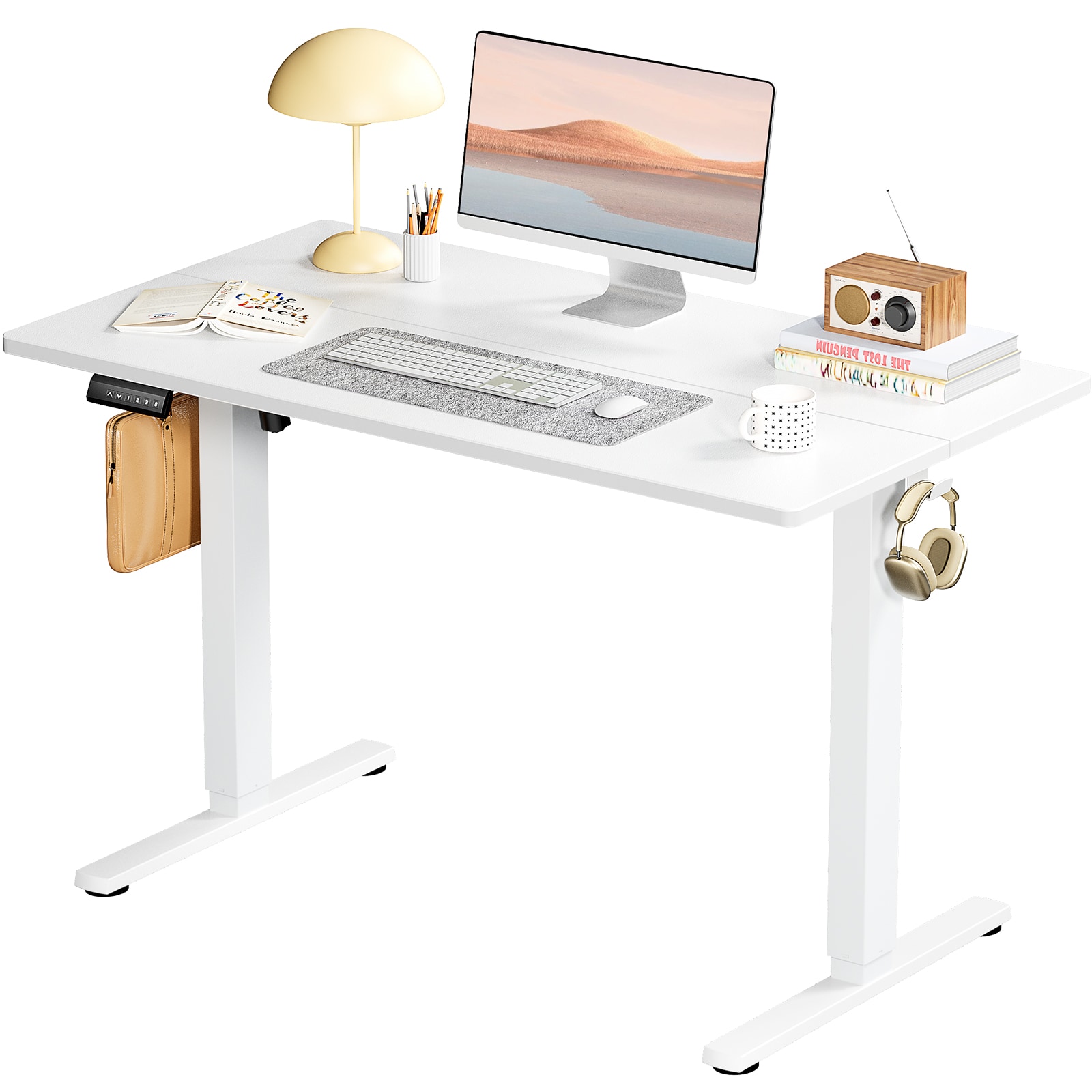 Sweetcrispy - 40-in White Modern Electric Adjustable Standing Computer Desk for Home Office