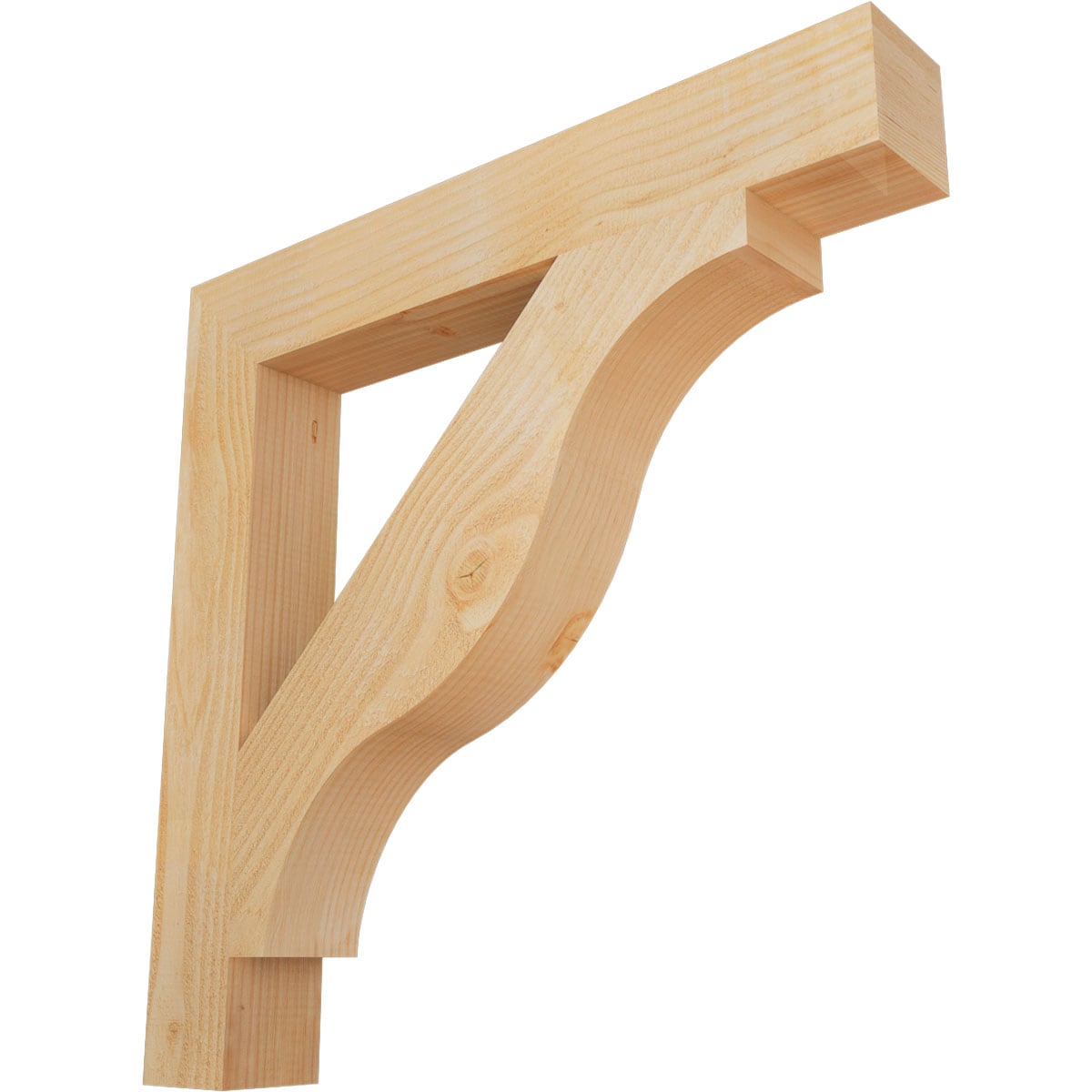 Ekena Millwork BKT04X28X28FST05RDF Funston Block Rough Sawn 4-in x 28-in x 28-in Douglas fir Brown Wood Standard bracket