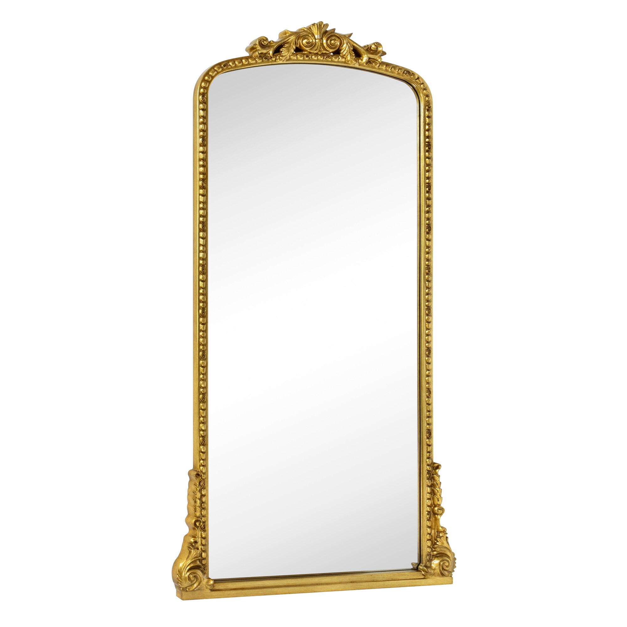 TEHOME VA0011 Cummons 30-in x 60-in Framed Arch Bathroom Vanity Mirror ( Brushed Gold )