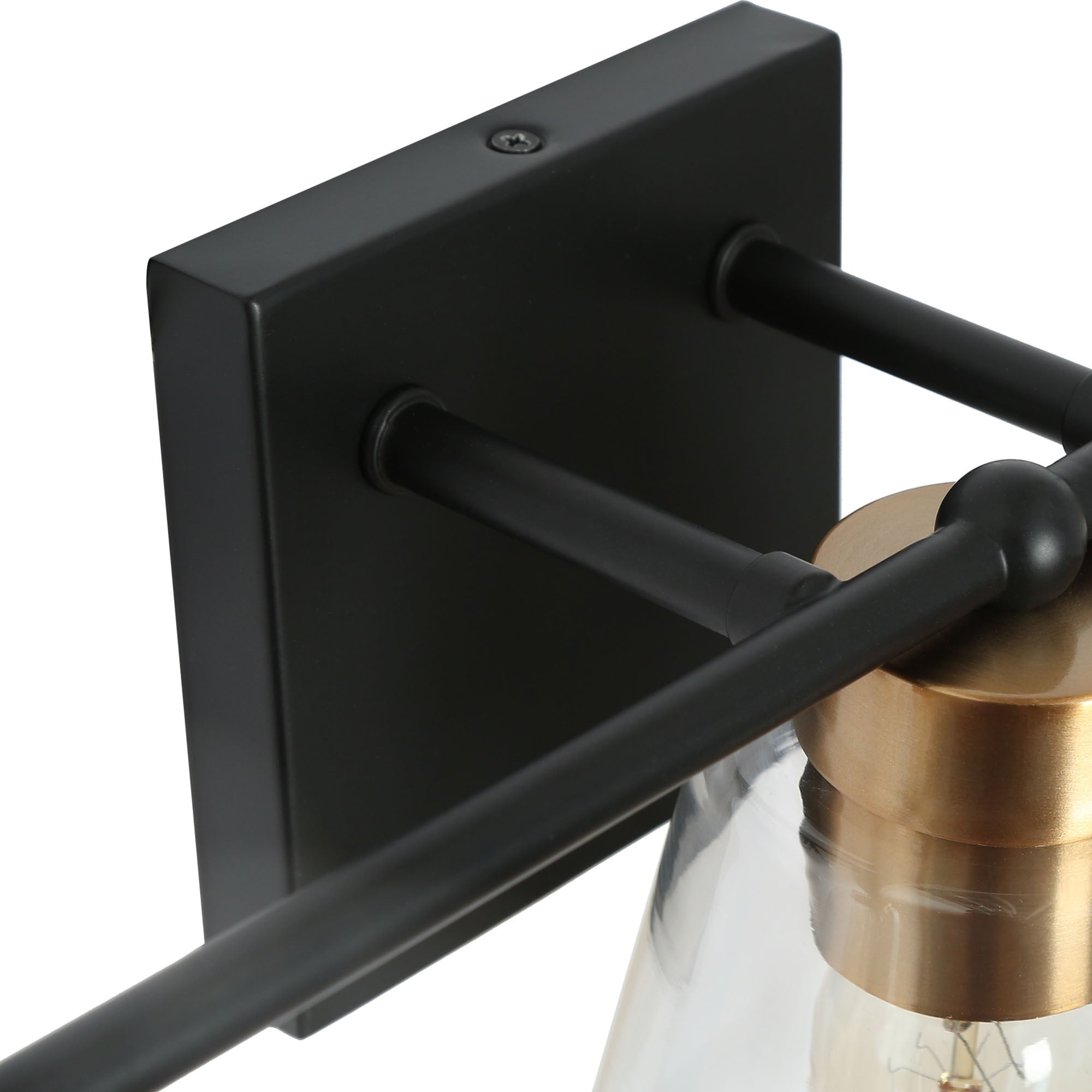 ZEVNI L3VQZIFUW4694SP7 Stan 21.2-in 3-Light Black/Brass LED Transitional Vanity Light