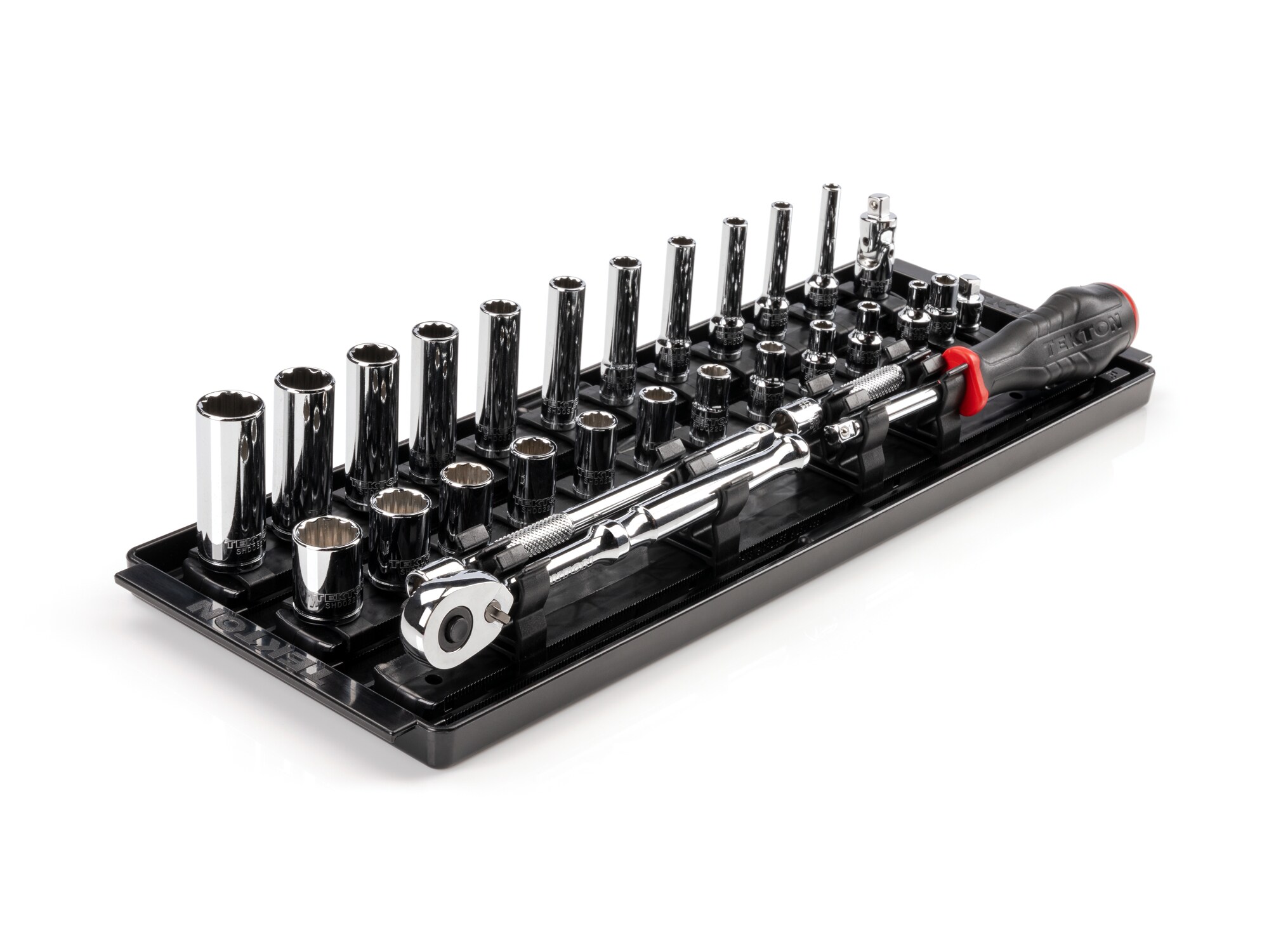 TEKTON SKT03102 1/4-in Drive Standard (SAE) Shallow/Deep Socket Set 29 -Pieces