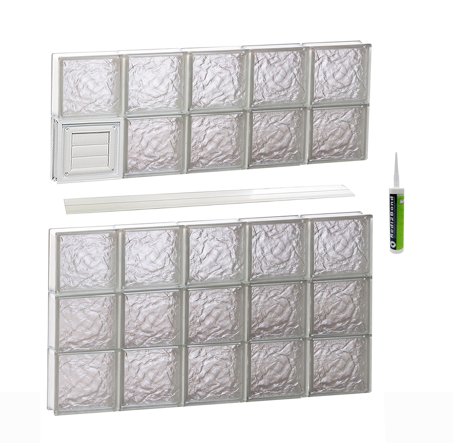 REDI2SET D4040IS Ice Glass 38-3/4-in x 38-3/4-in Frameless Replacement Dryer vent Glass Block Window