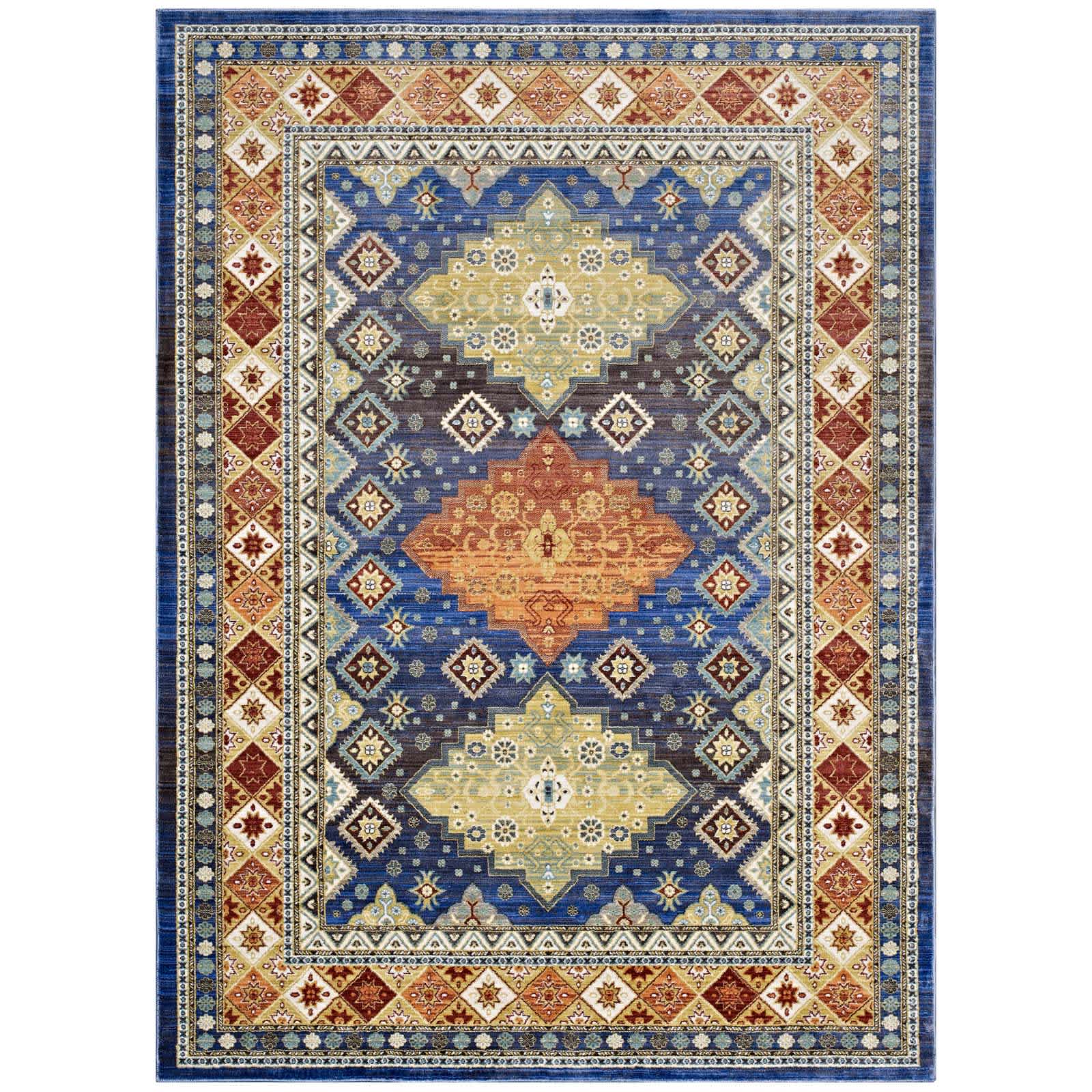  Atzi Distressed Southwestern Diamond Floral 8-ft x 10-ft Area Rug in Multicolored