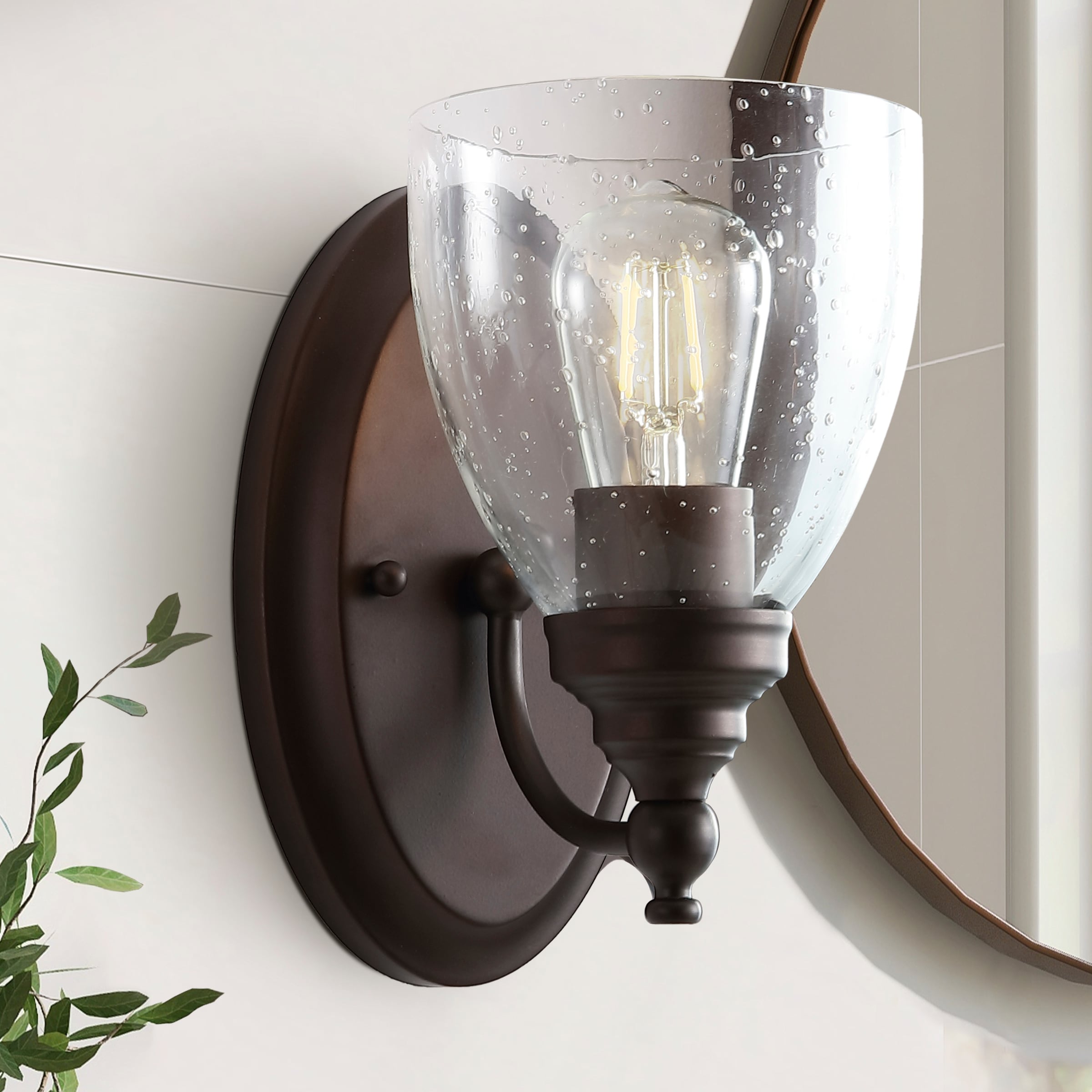 JONATHAN  Y JYL7469A Marais Metal/Glass Traditional 5.5-in 1 -Light Oil-rubbed Bronze Farmhouse Vanity light