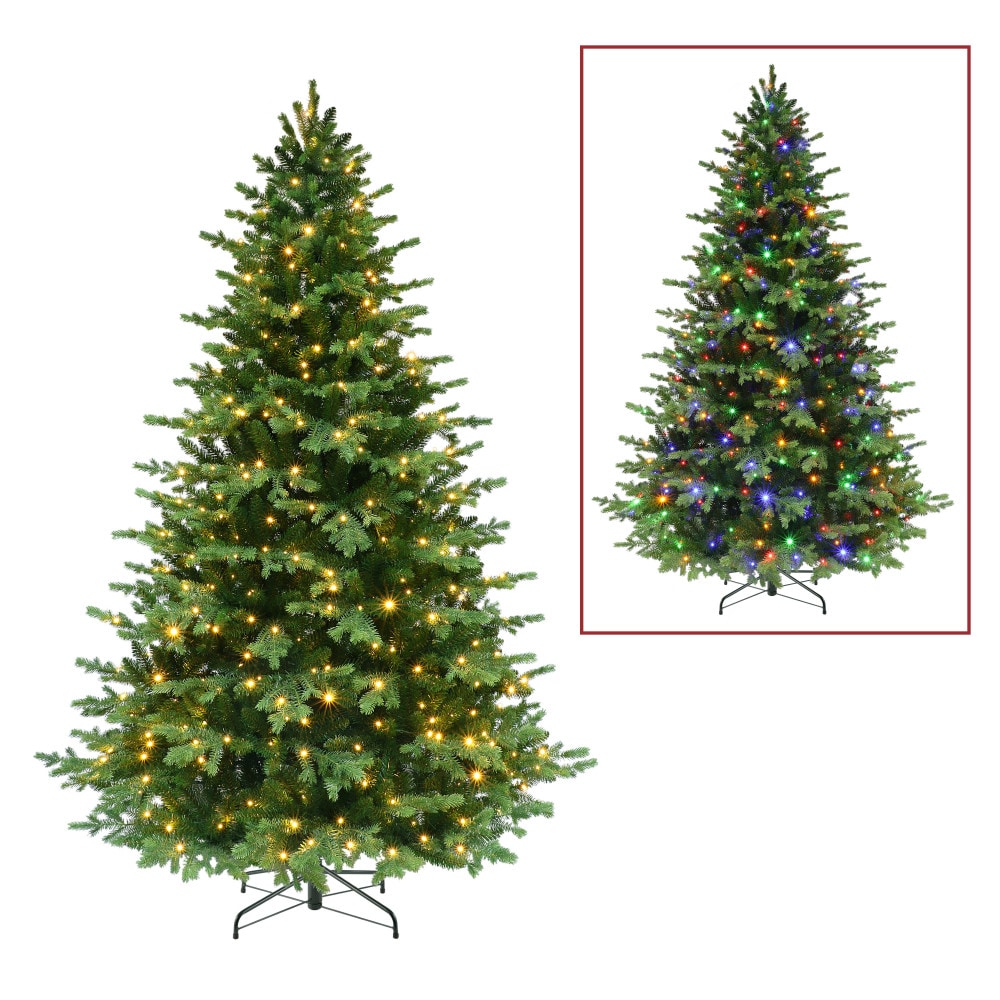 Puleo International CHBA-75LDF5K550 7.5-ft Fir Pre-lit Artificial Christmas Tree with Color Changing LED Lights