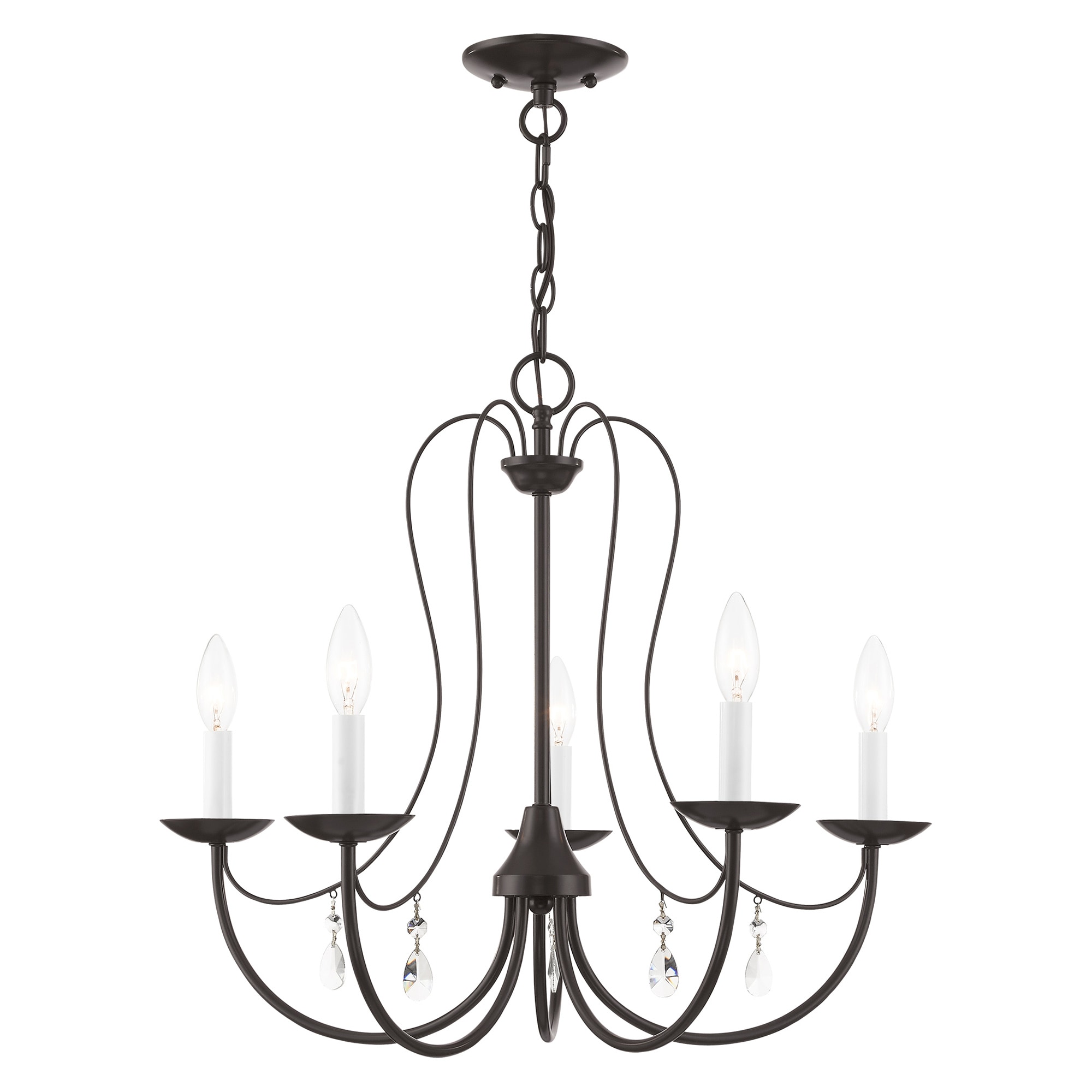 Livex Lighting 40865-92 Mirabella 5 -Light Matte Bronze Transitional For Use in Bathrooms, Bedrooms, Dining Rooms, Foyers, Kitchens, Living Rooms Chandelier