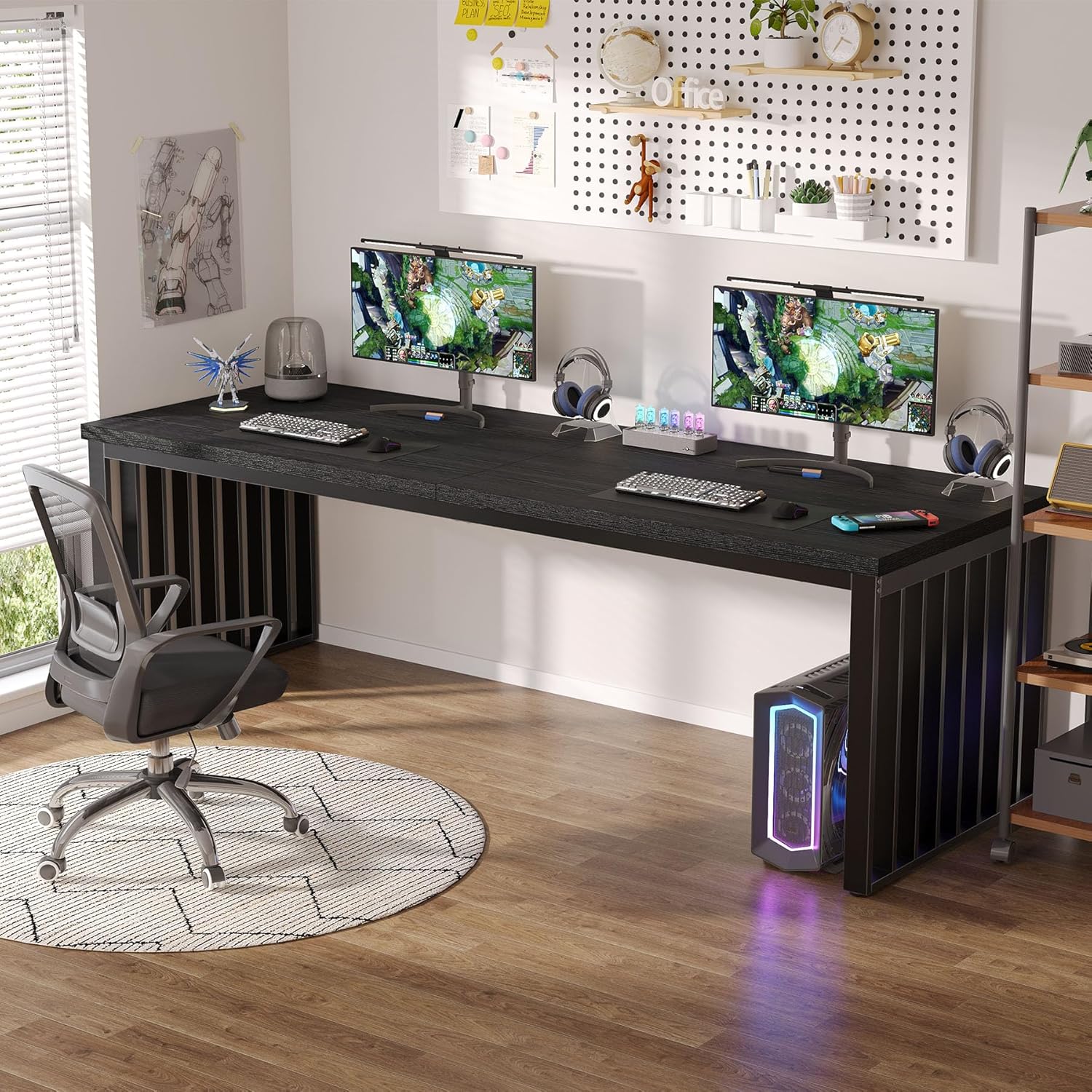 Tribesigns 78 inch W White Computer Desk Writing Table with Metal Legs ...