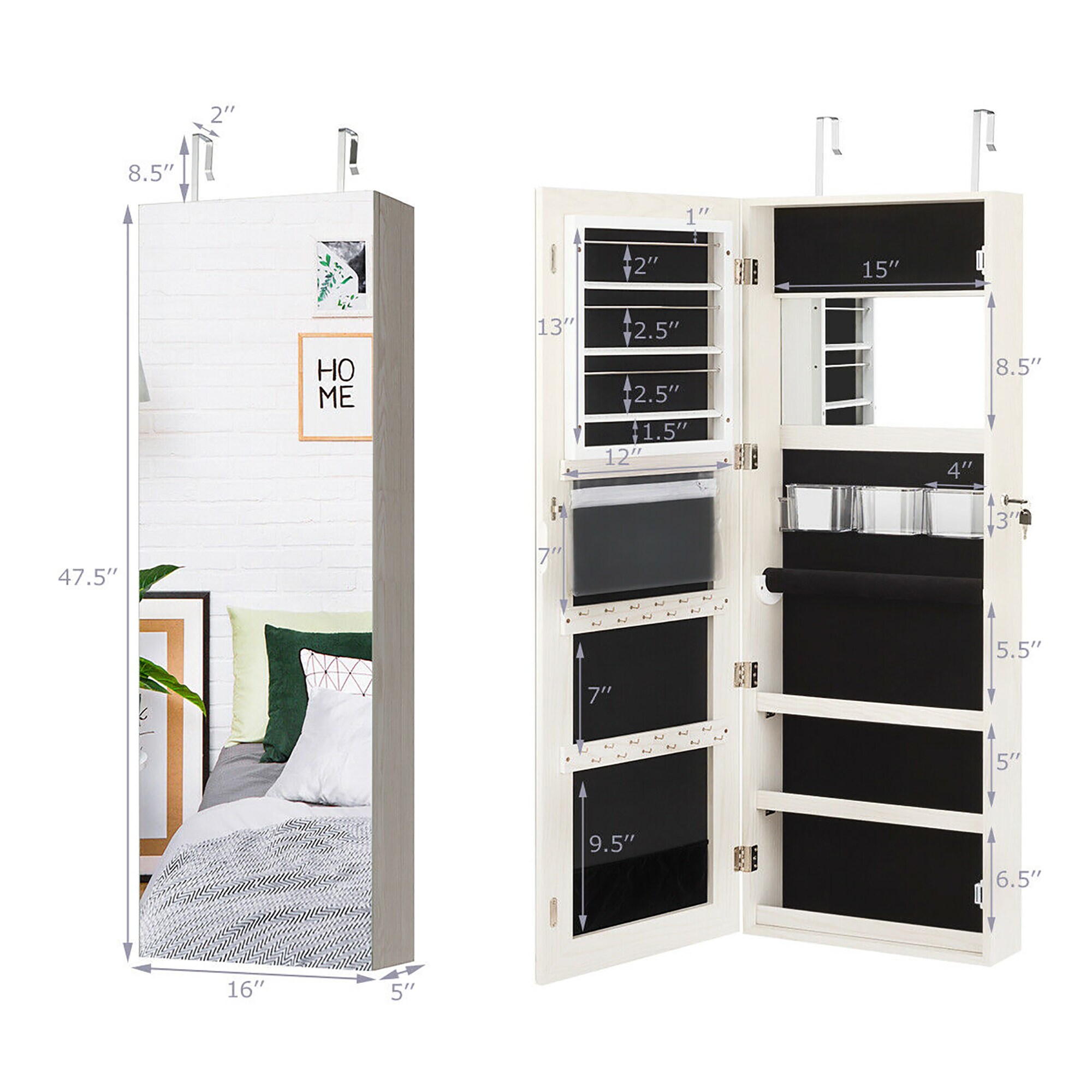 Goplus HW60386WH Jewelry-Organization - View #11
